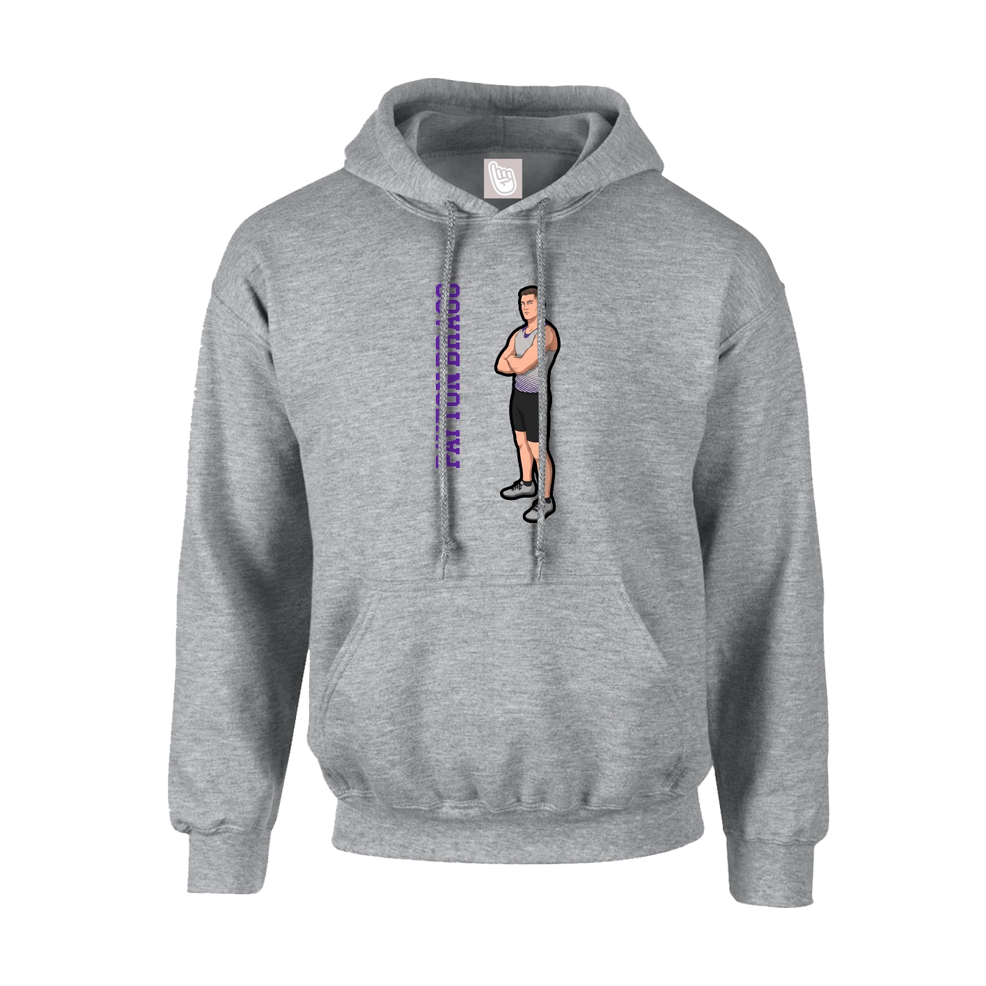 Youth Hoodie — Name Vertical in Grey