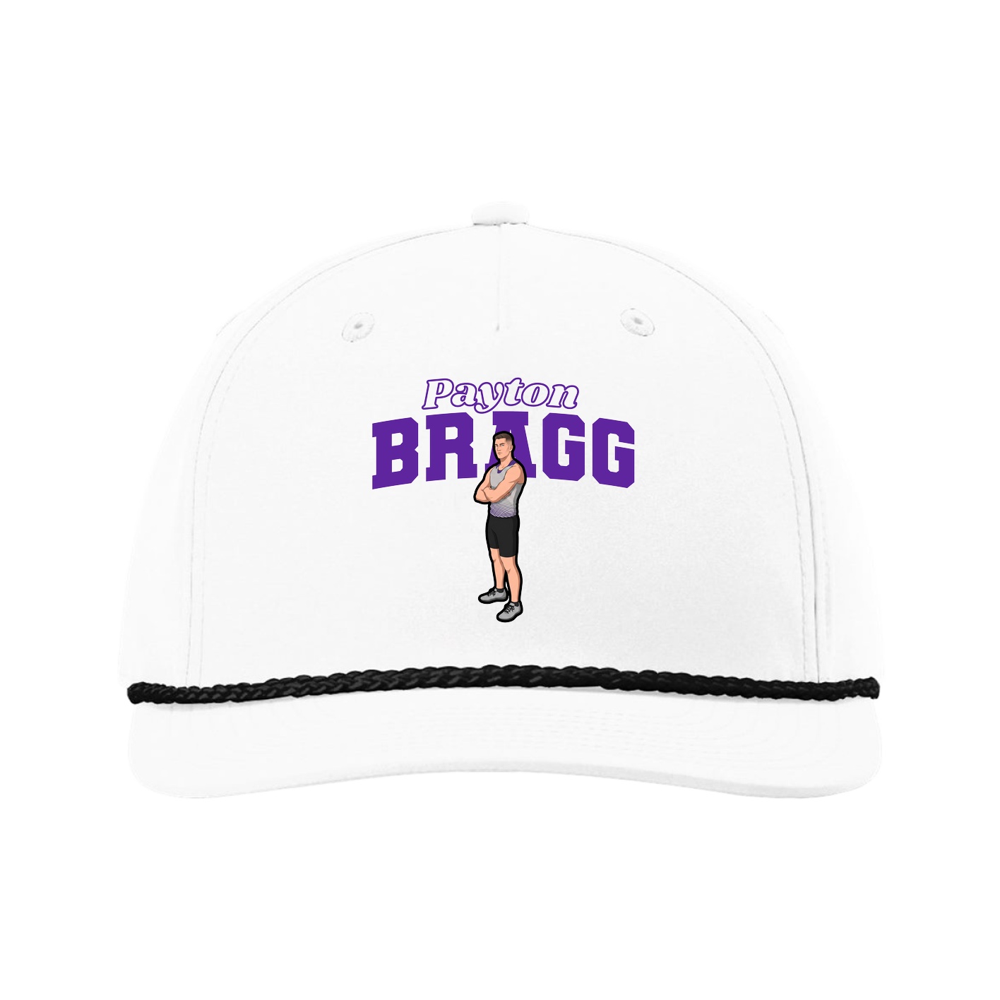 Five-Panel Classic Rope Cap — Name Arch in White