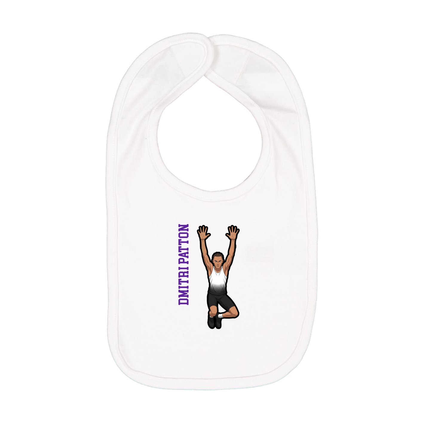 Infant Bib — Name Vertical in White
