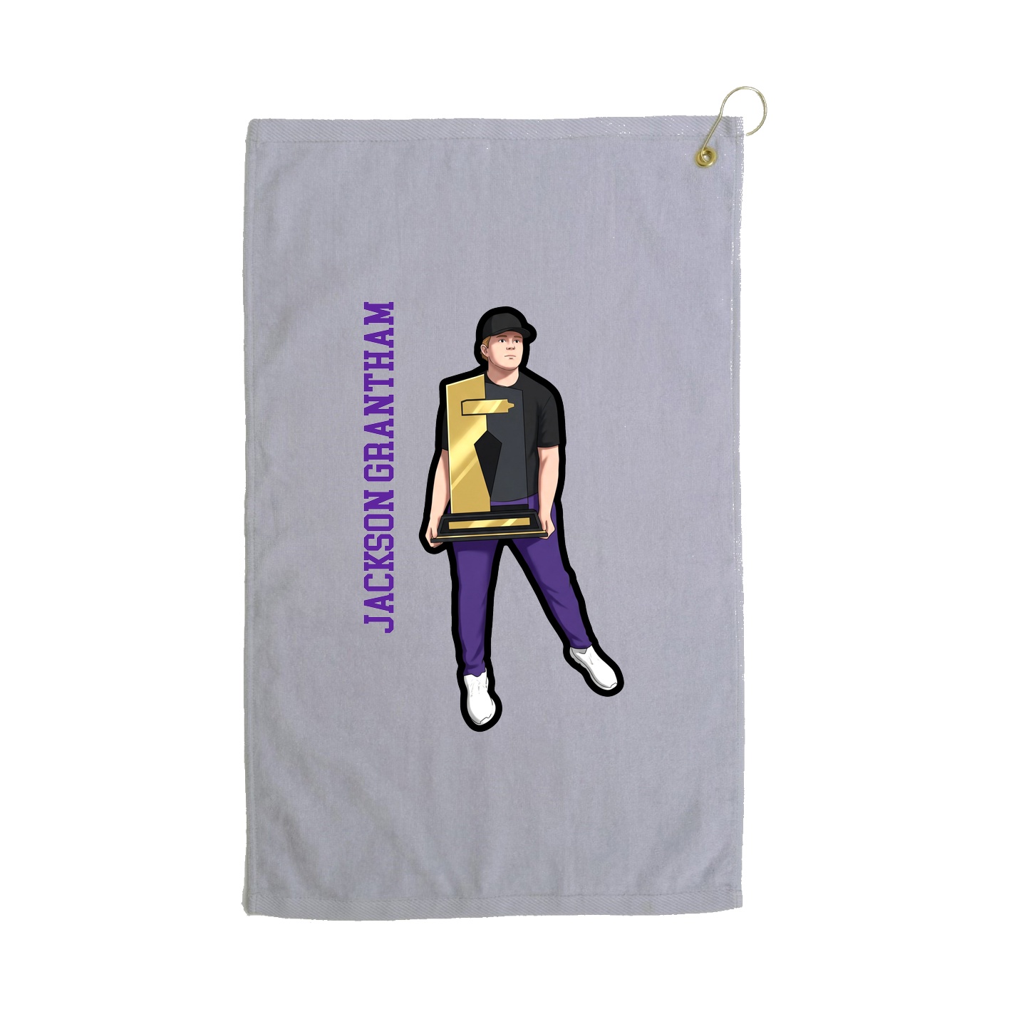 Golf Towel — Name Vertical in Grey