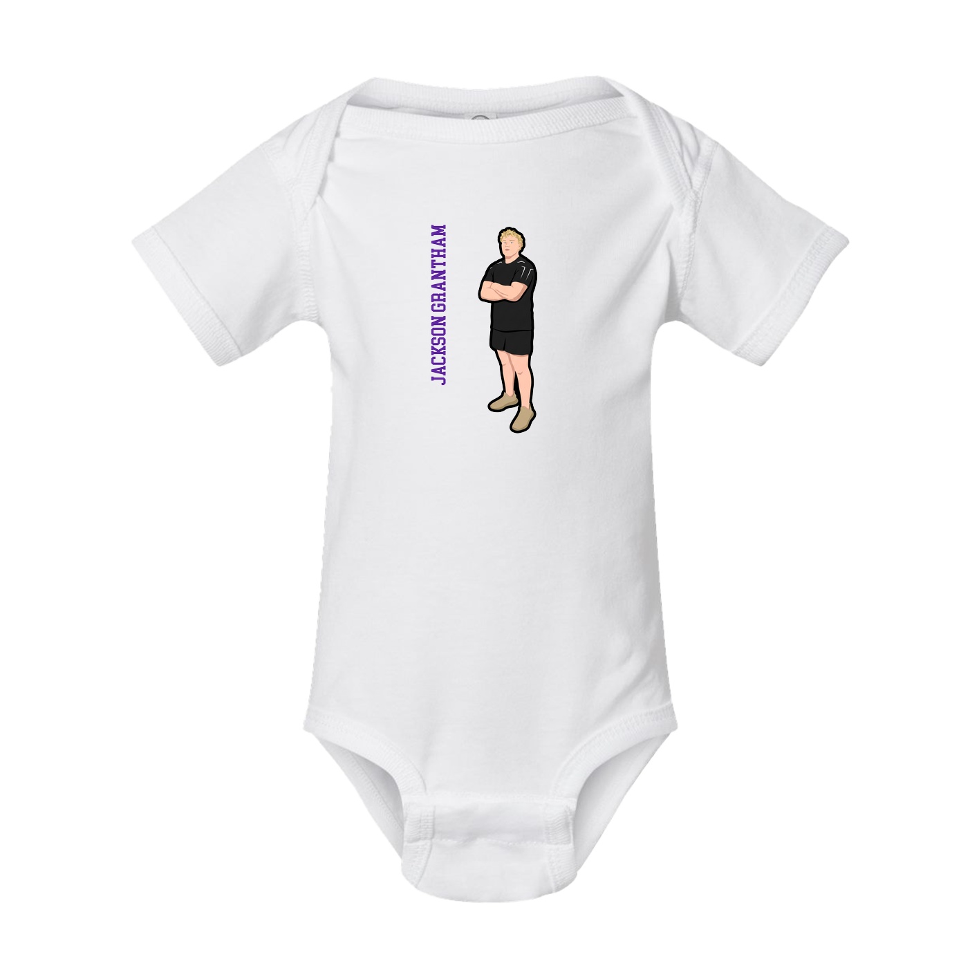 Baby Onesie — Name Vertical in White