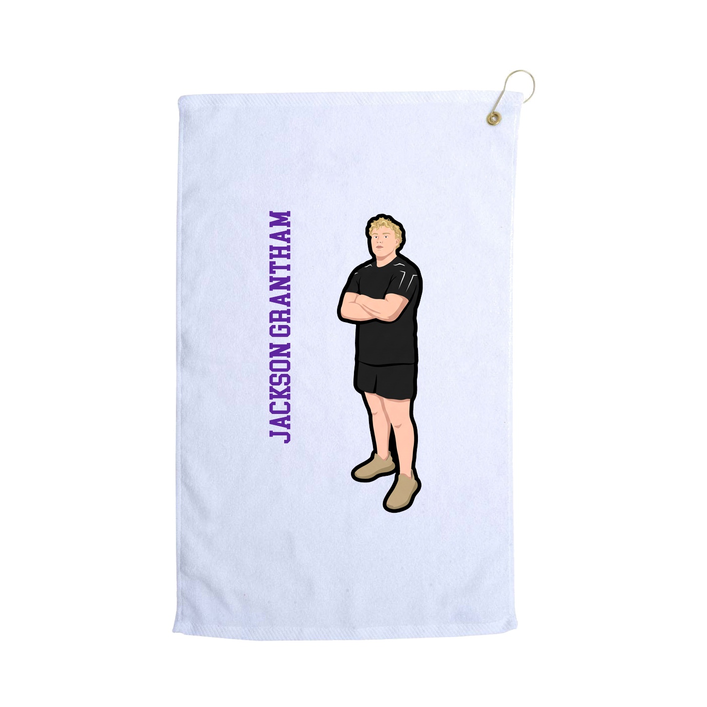 Golf Towel — Name Vertical in White