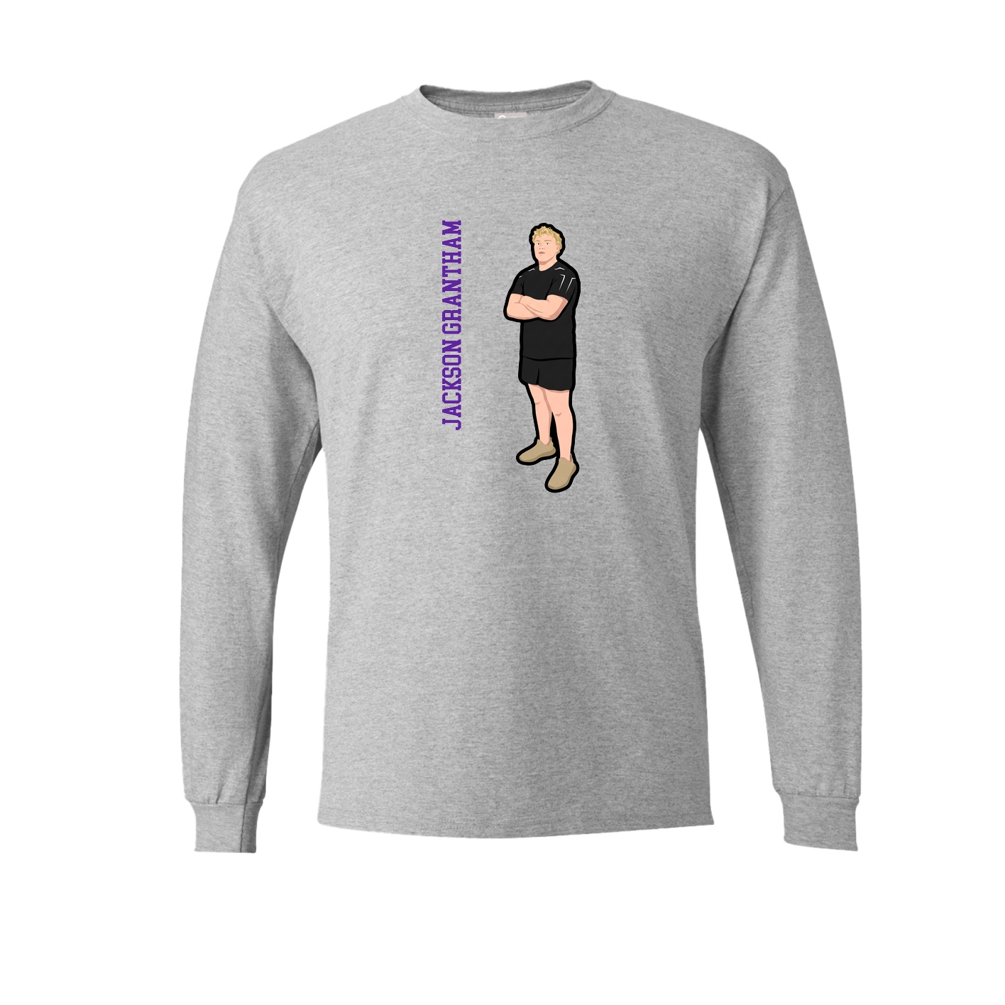 Long Sleeve Tee — Name Vertical in Grey