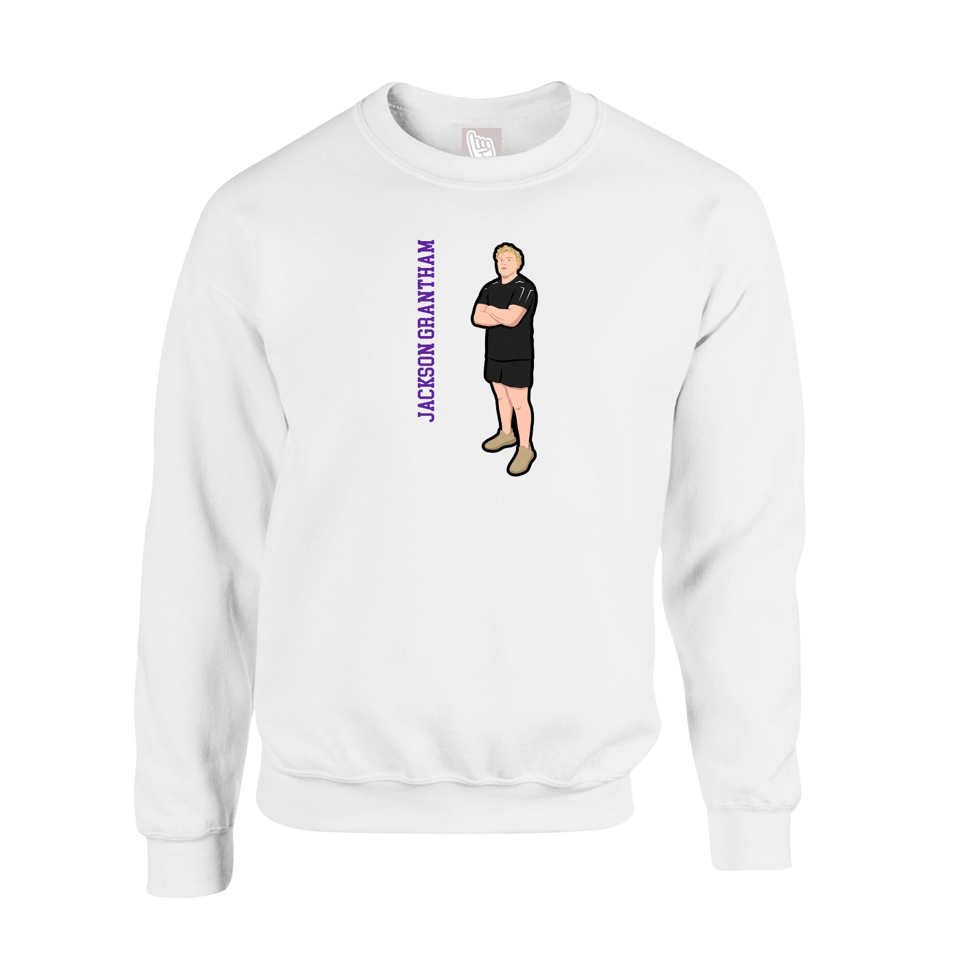 Fleece Crew — Name Vertical in White