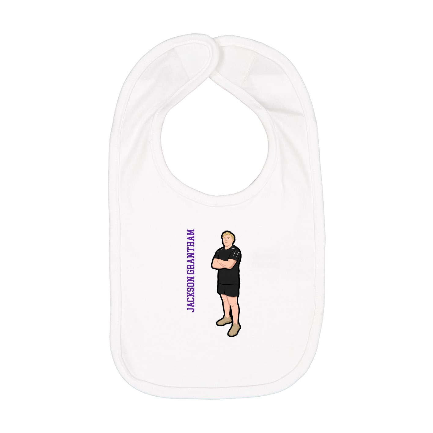 Infant Bib — Name Vertical in White