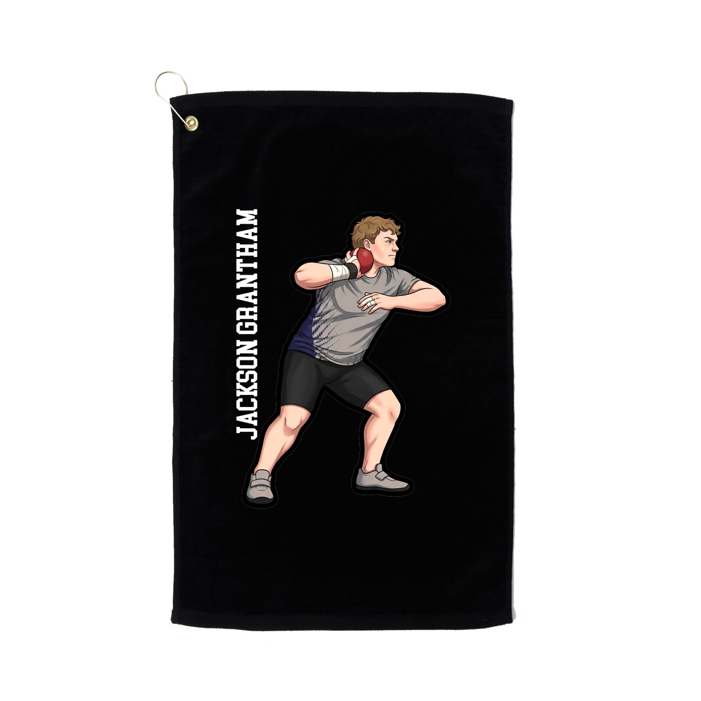 Golf Towel — Name Vertical in Black