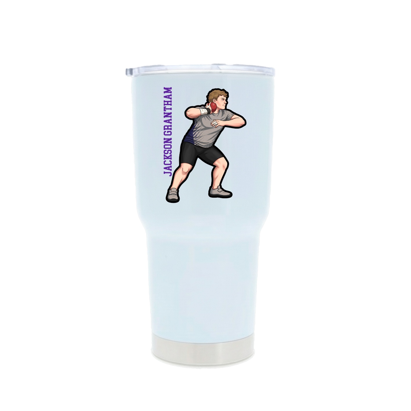 30oz Stainless Steel Tumbler — Name Vertical in White