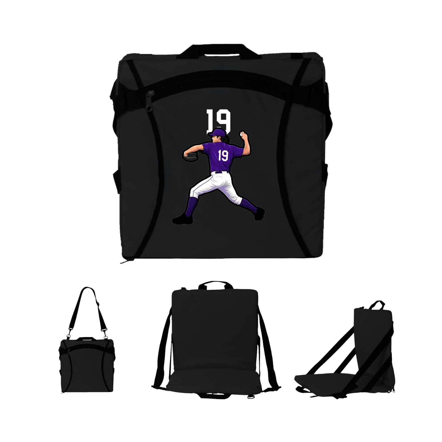 Folding Stadium Seat — Number Top in Black