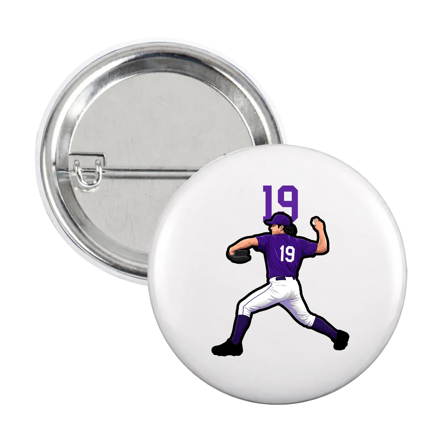 Game Day Button — Number Top in White