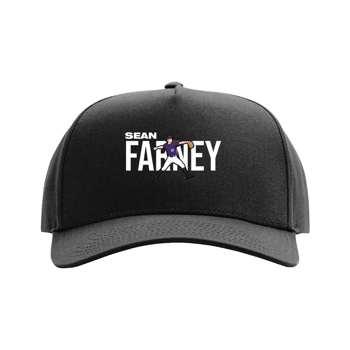 Full Fabric Five-Panel Champ Cap — Player Name in Black