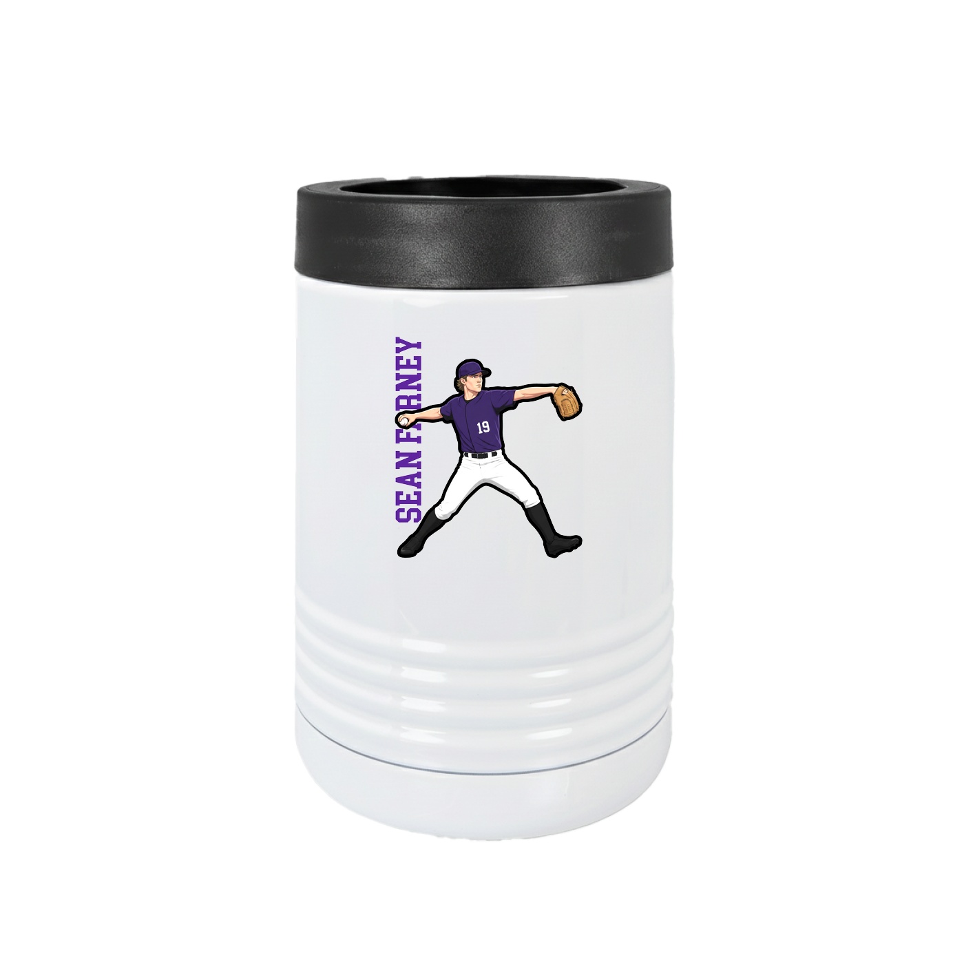 Beverage Holder — Name Vertical in White