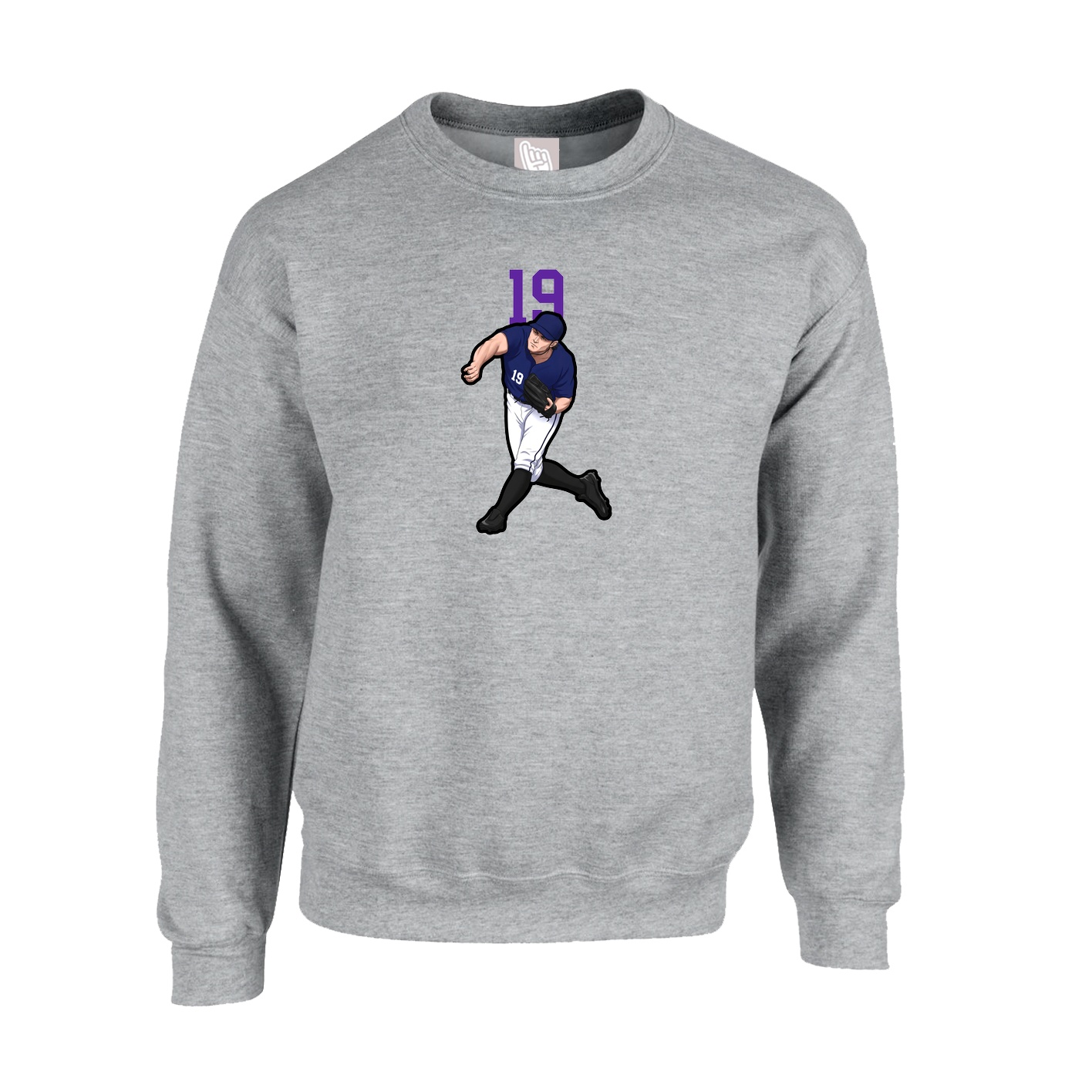 Fleece Crew — Number Top in Grey