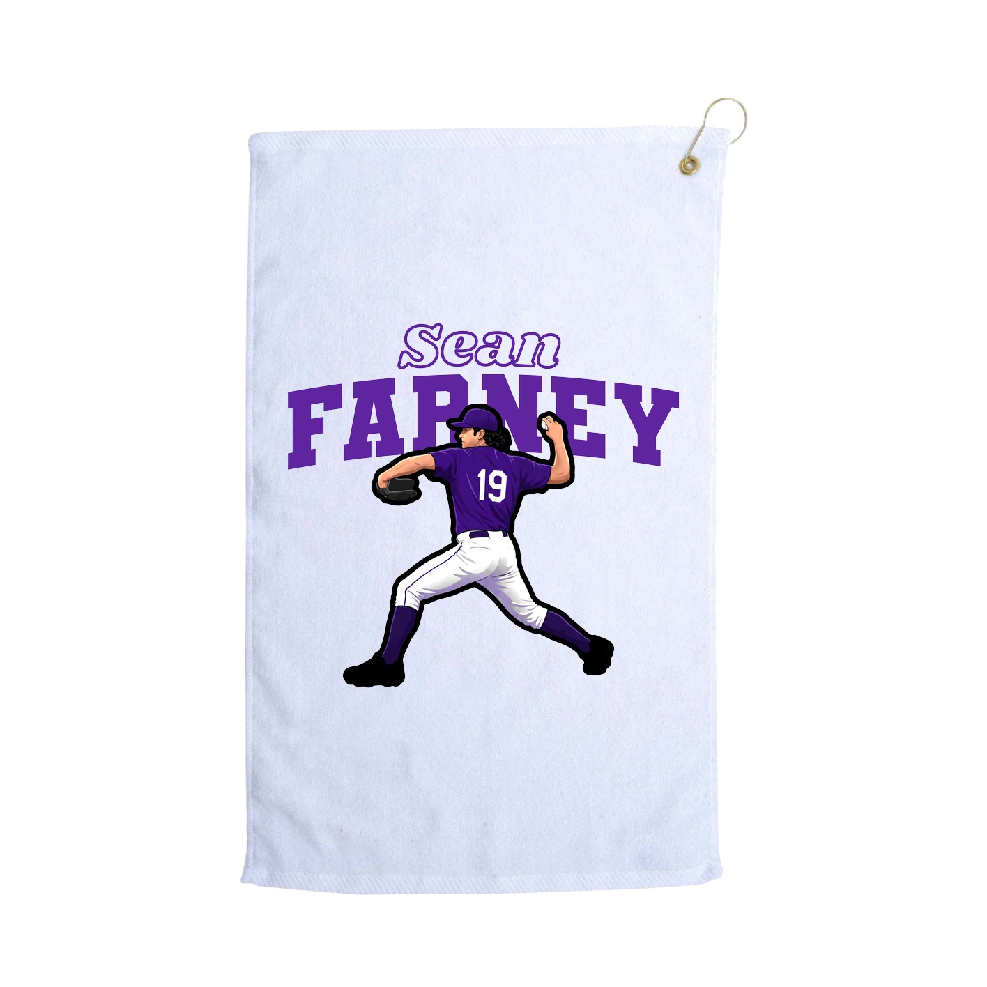 Golf Towel — Name Arch in White