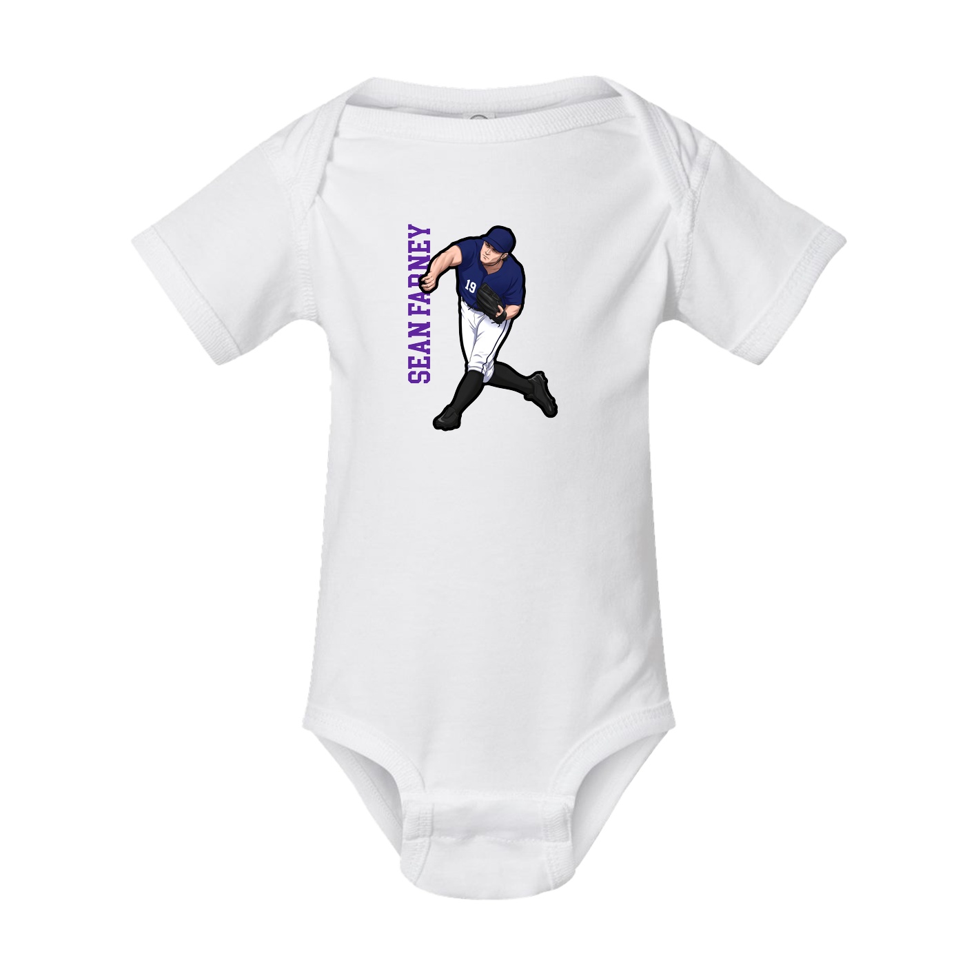 Baby Onesie — Name Vertical in White