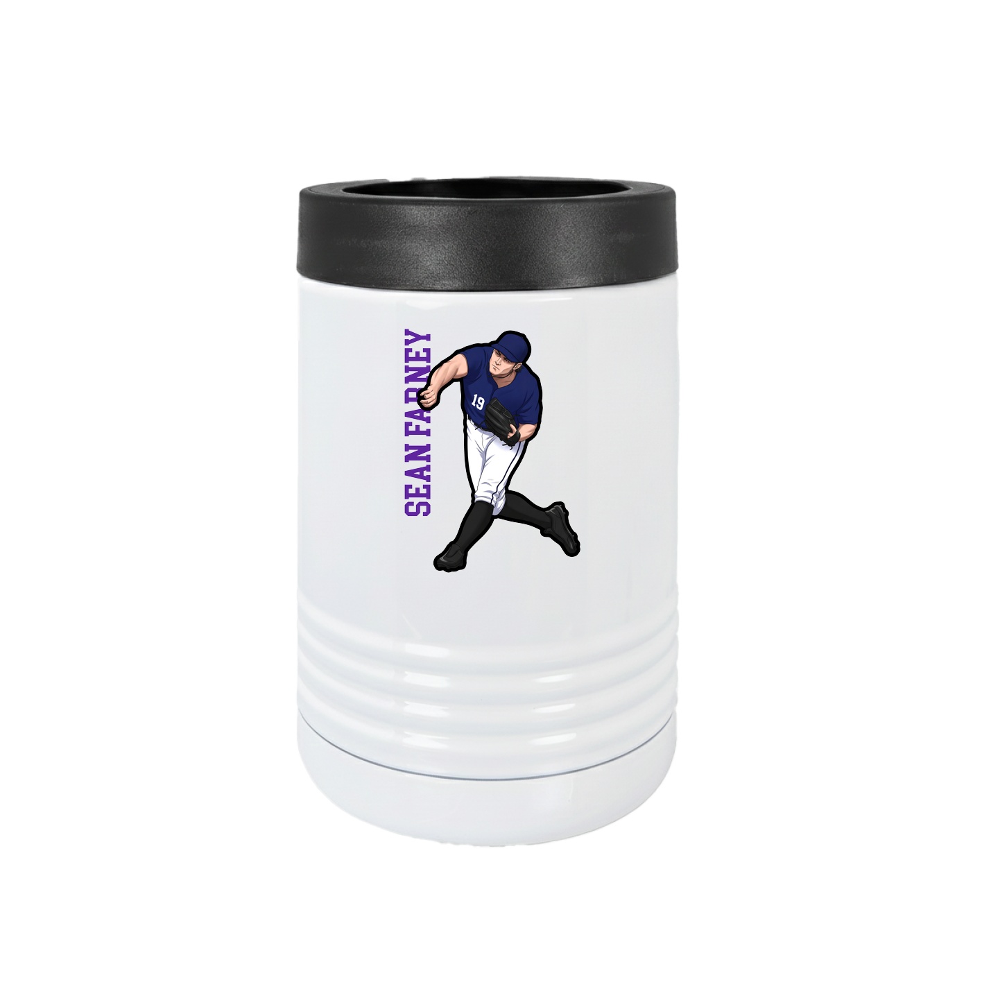 Beverage Holder — Name Vertical in White