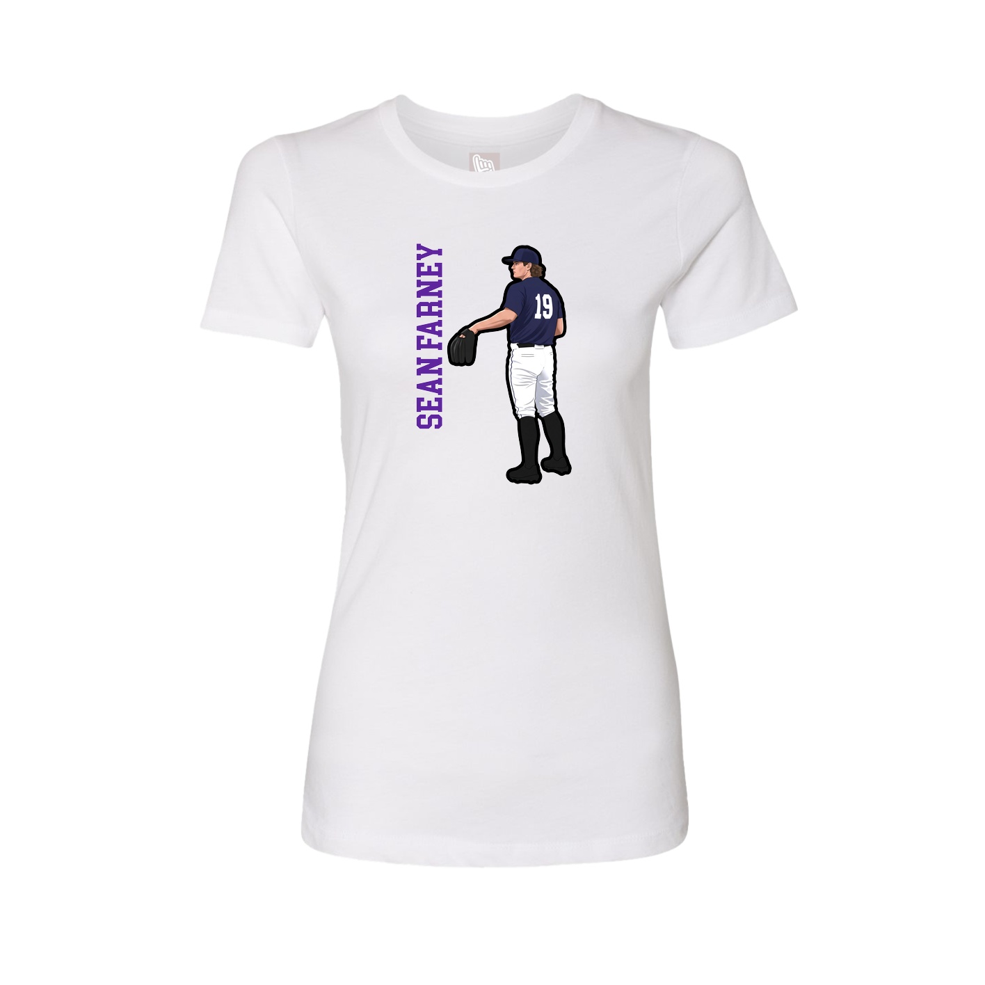 Fitted Women's Tee — Name Vertical in White