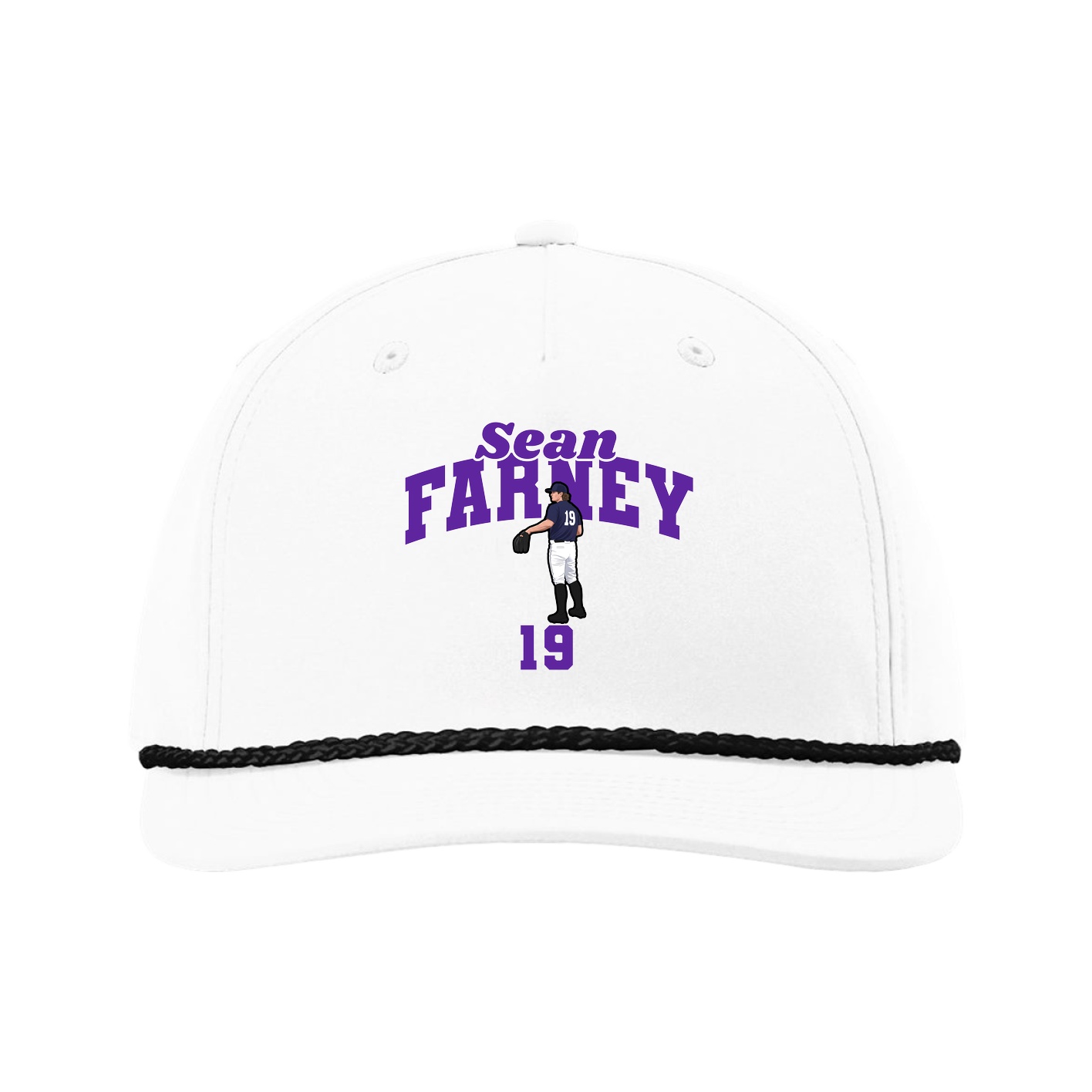 Five-Panel Classic Rope Cap — Signature Arch in White
