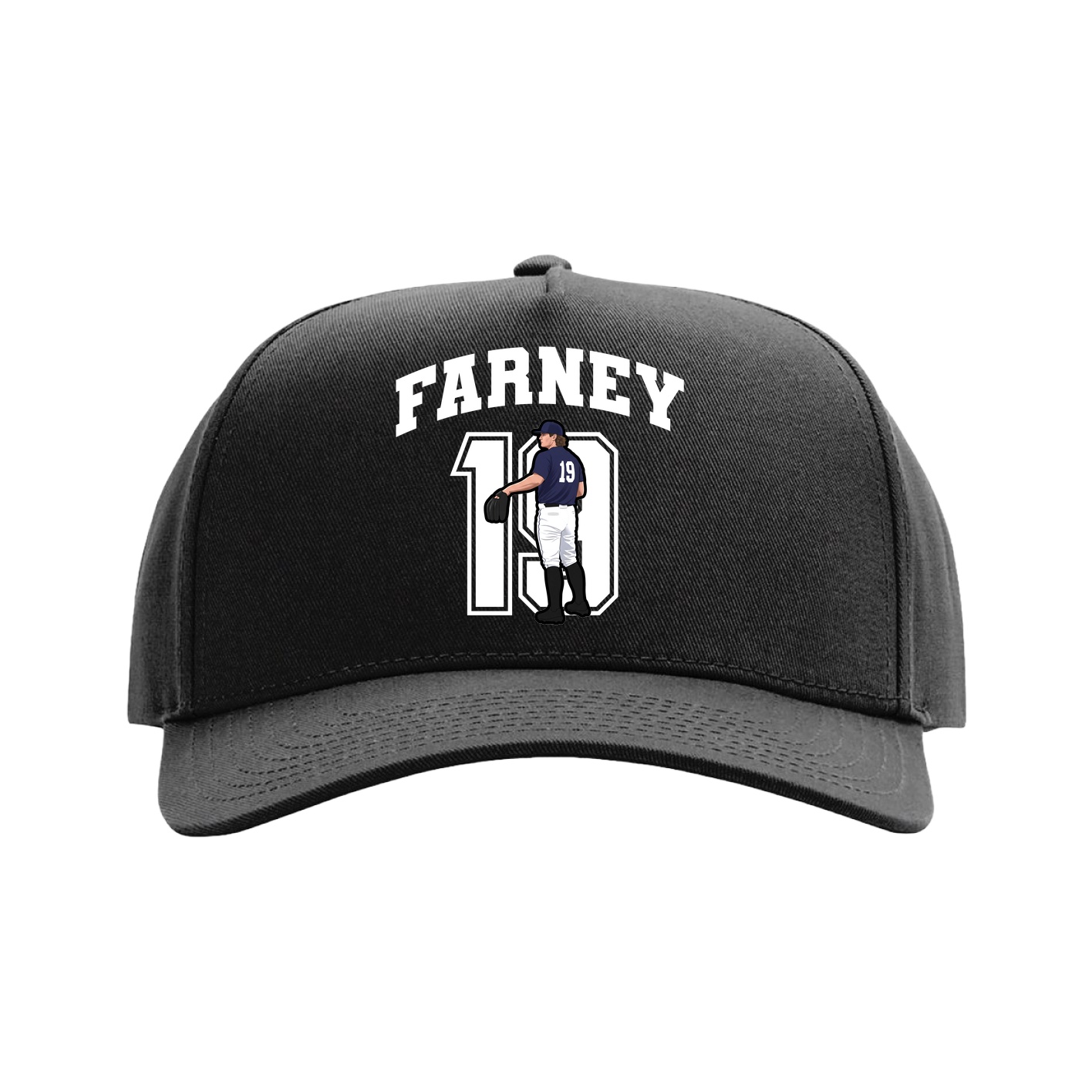 Full Fabric Five-Panel Champ Cap — Number in Black