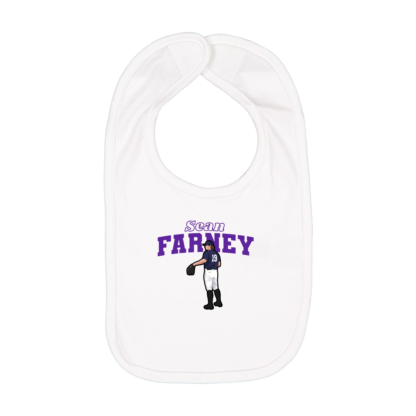 Infant Bib — Name Arch in White