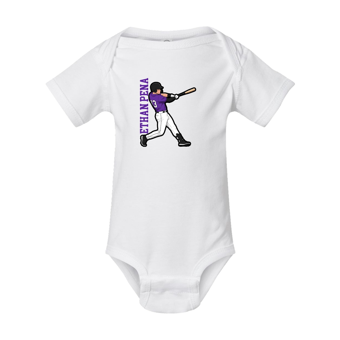 Baby Onesie — Name Vertical in White