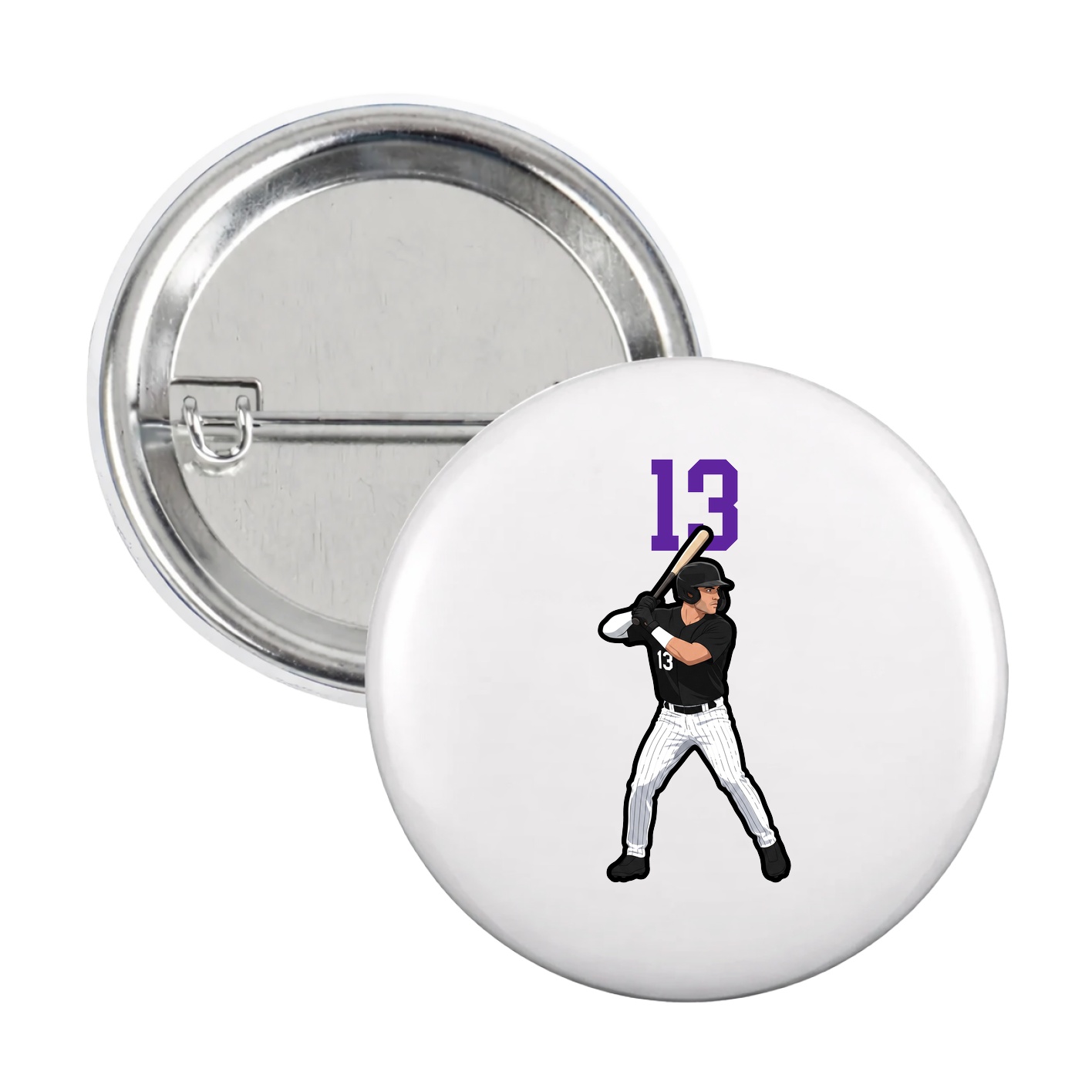 Game Day Button — Number Top in White