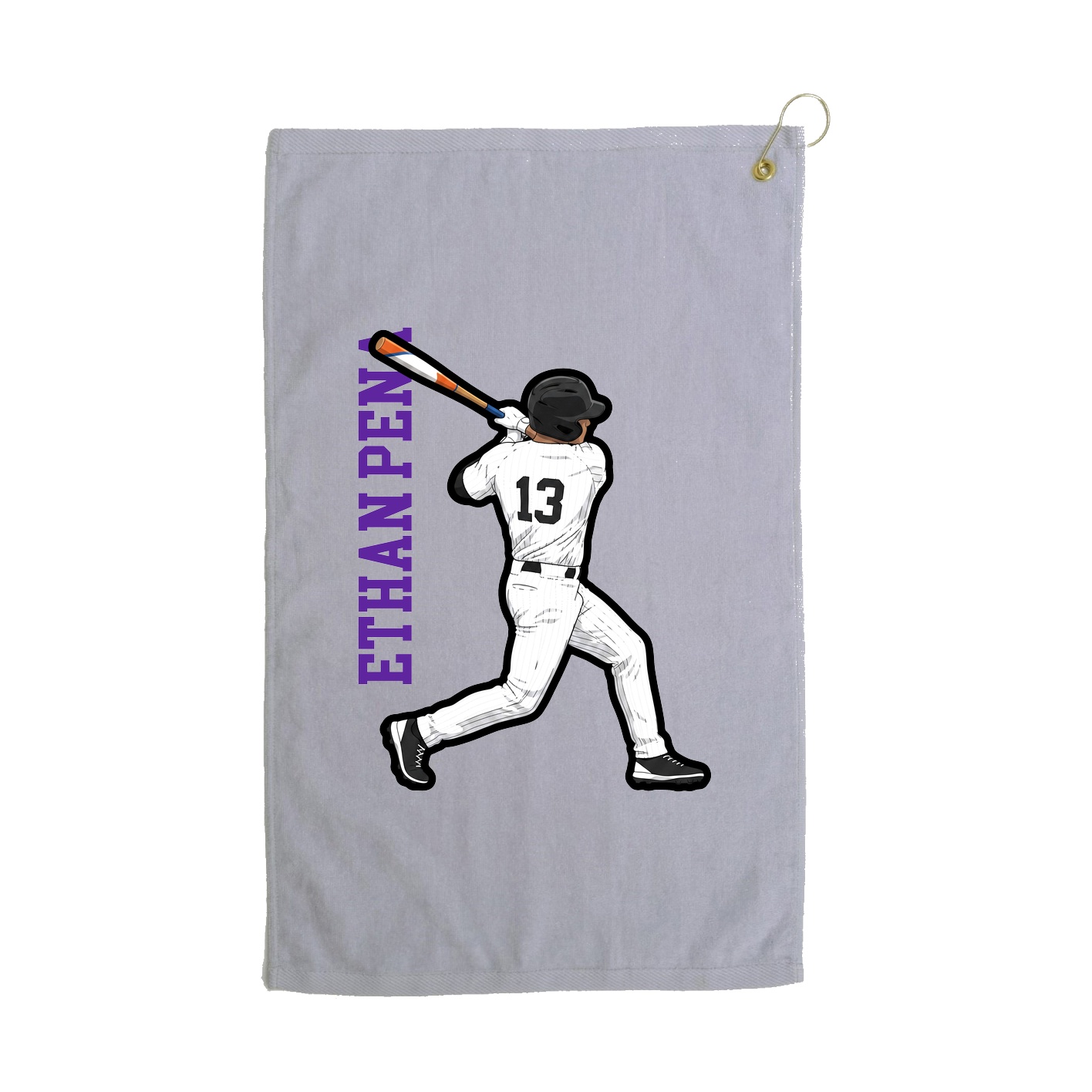 Golf Towel — Name Vertical in Grey