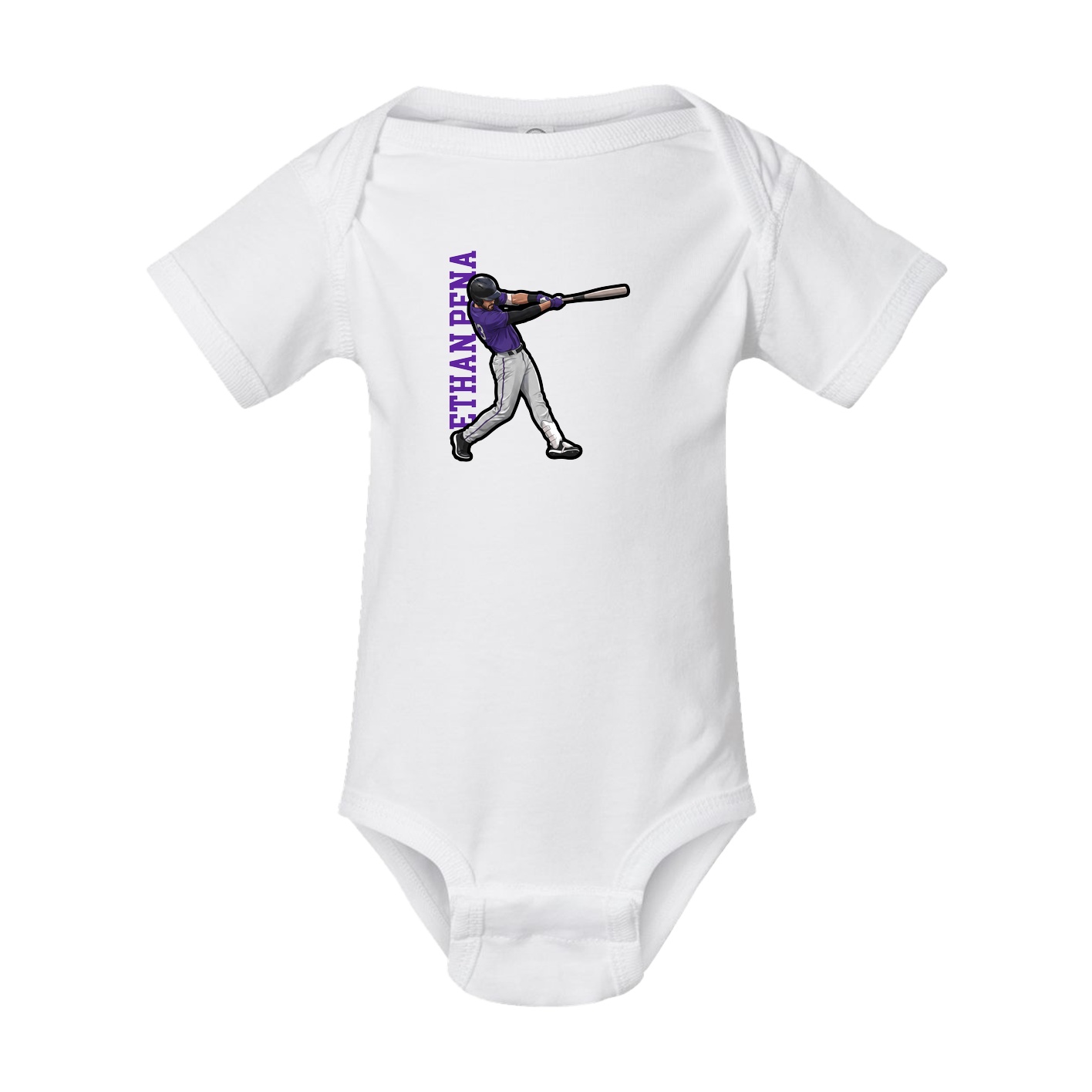 Baby Onesie — Name Vertical in White
