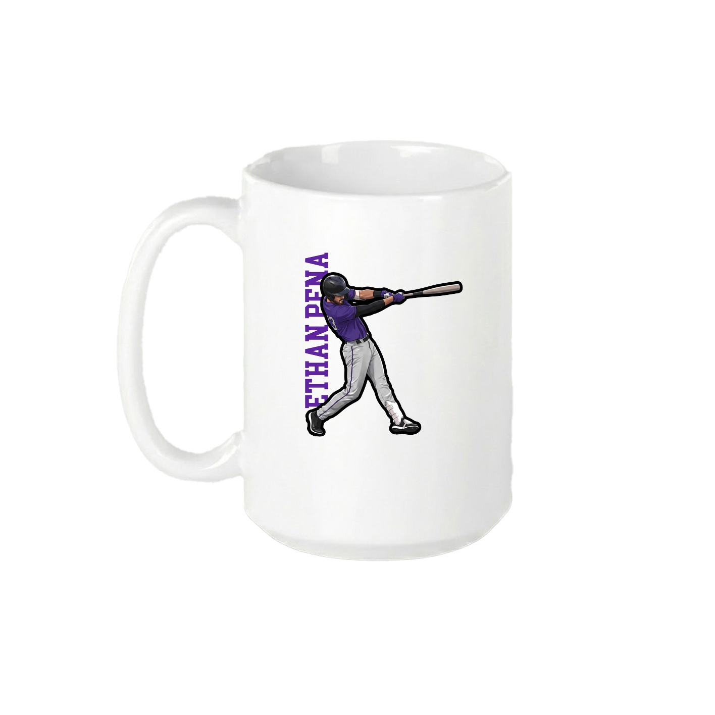 15oz Coffee Mug — Name Vertical in White