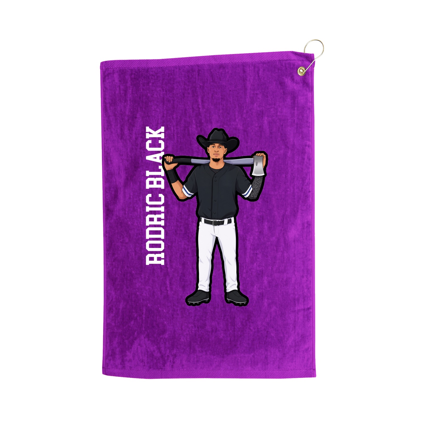 Golf Towel — Name Vertical in Purple