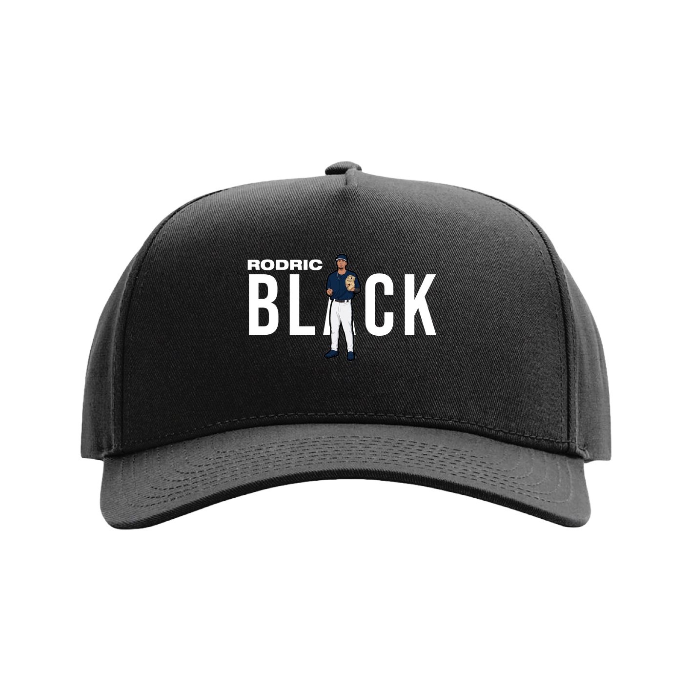 Full Fabric Five-Panel Champ Cap — Player Name in Black