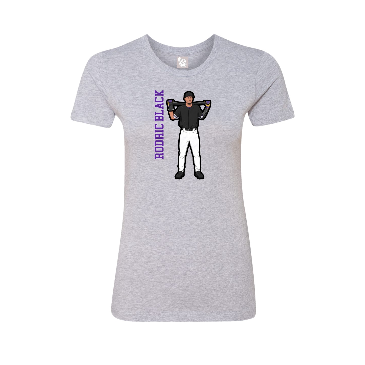 Fitted Women's Tee — Name Vertical in Grey