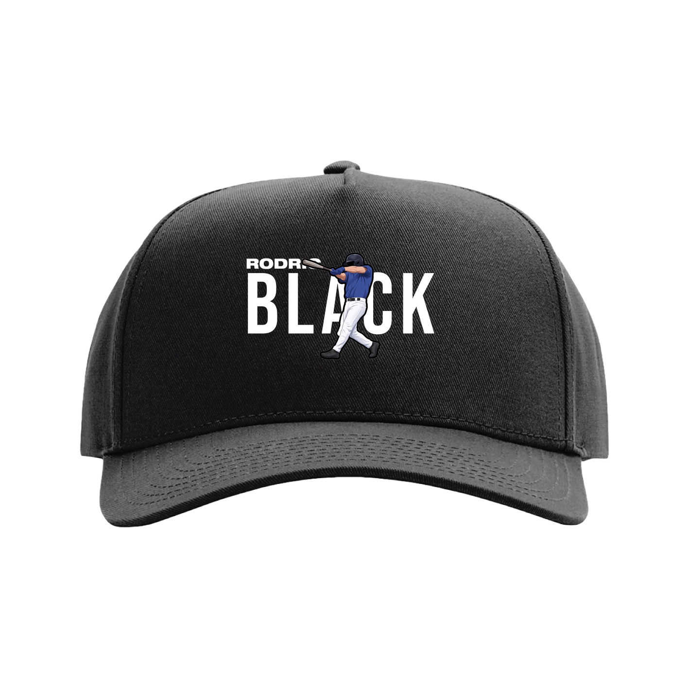 Full Fabric Five-Panel Champ Cap — Player Name in Black