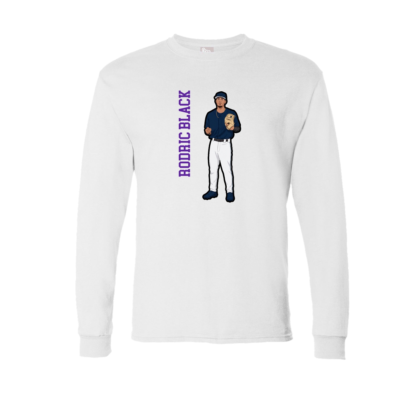 Long Sleeve Tee — Name Vertical in White