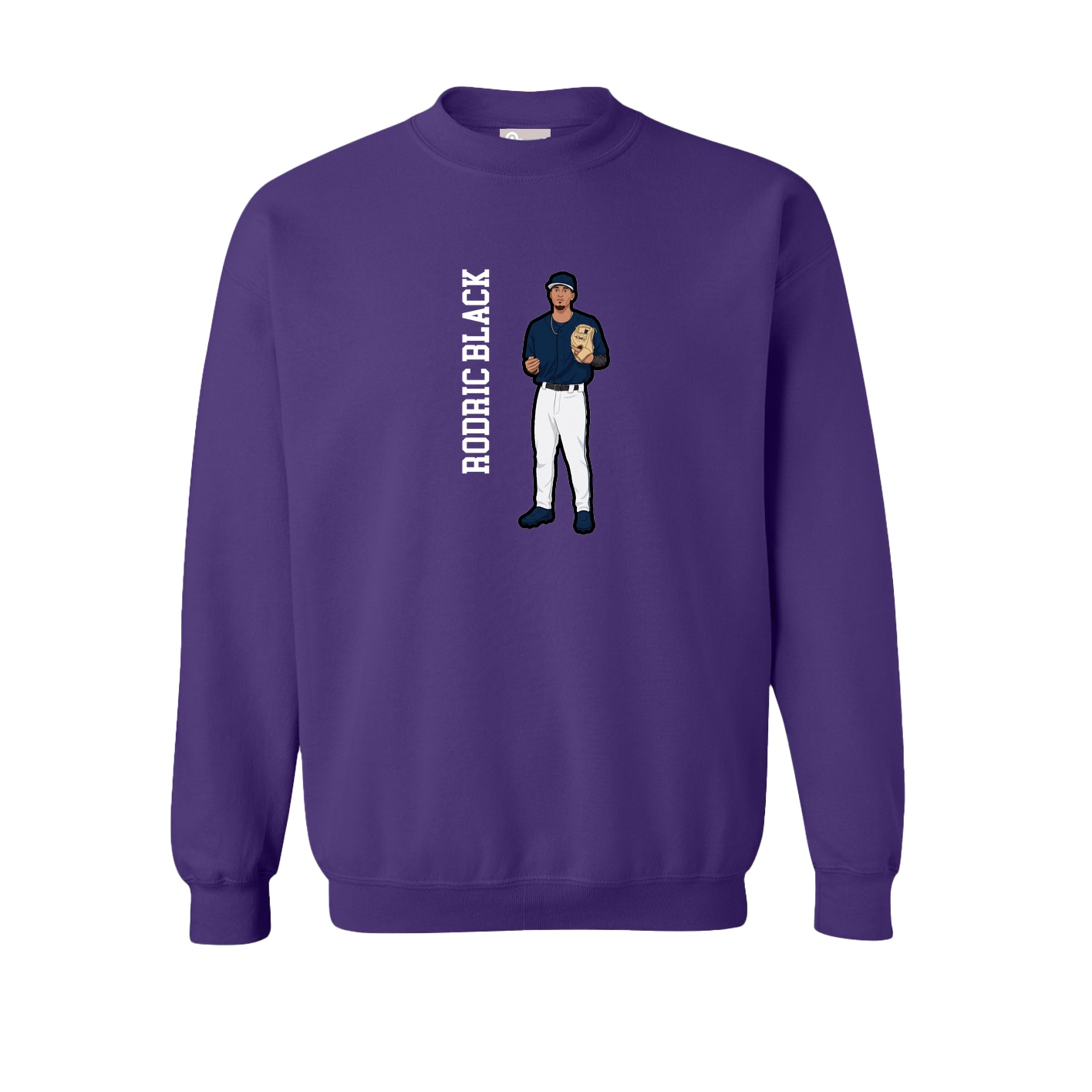 Fleece Crew — Name Vertical in Purple