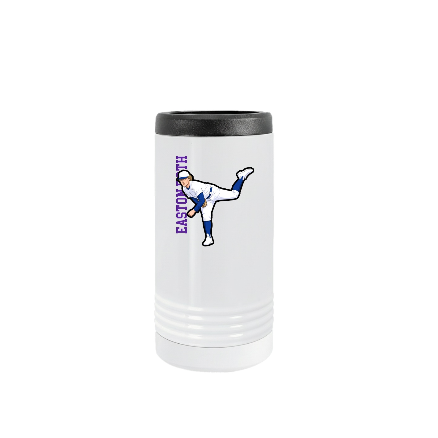 Slim Beverage Holder — Name Vertical in White