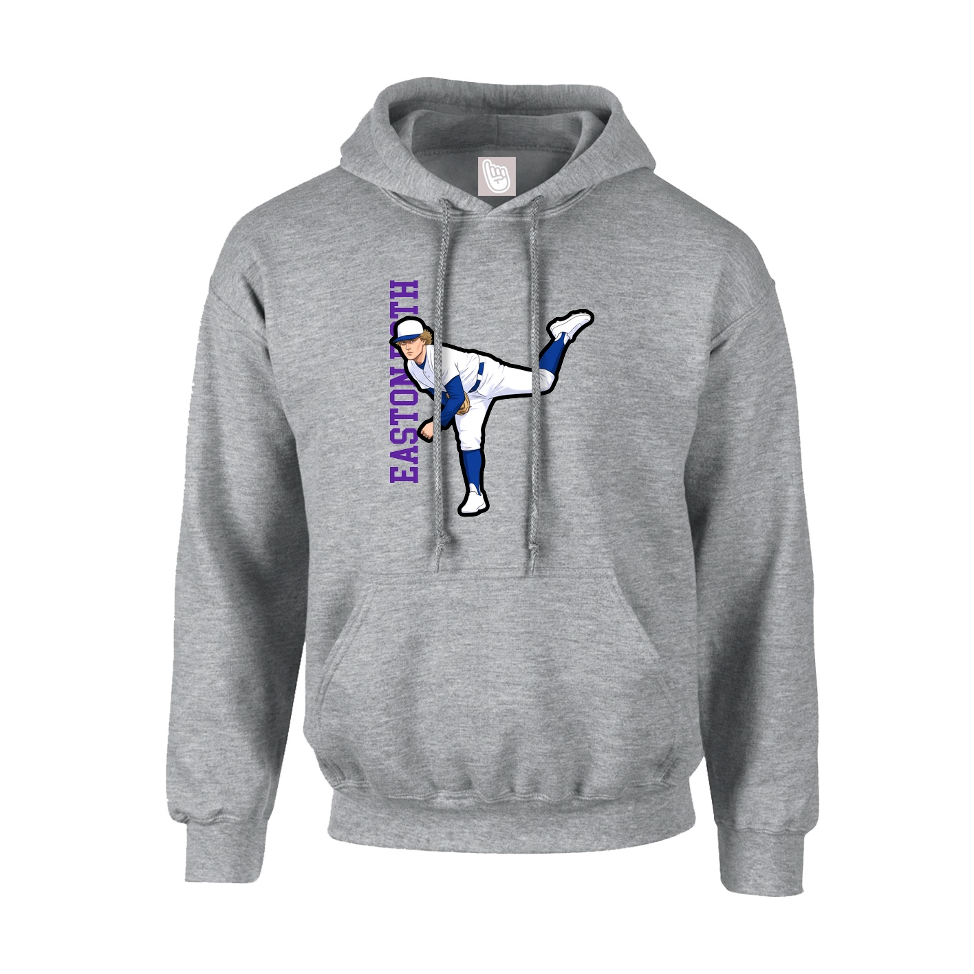 Youth Hoodie — Name Vertical in Grey