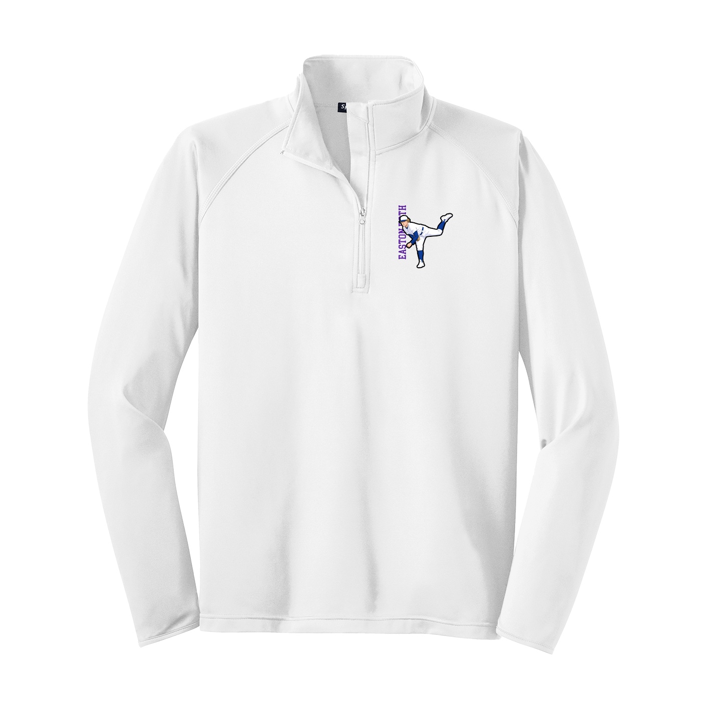 Q-Zip Pullover — Name Vertical in White