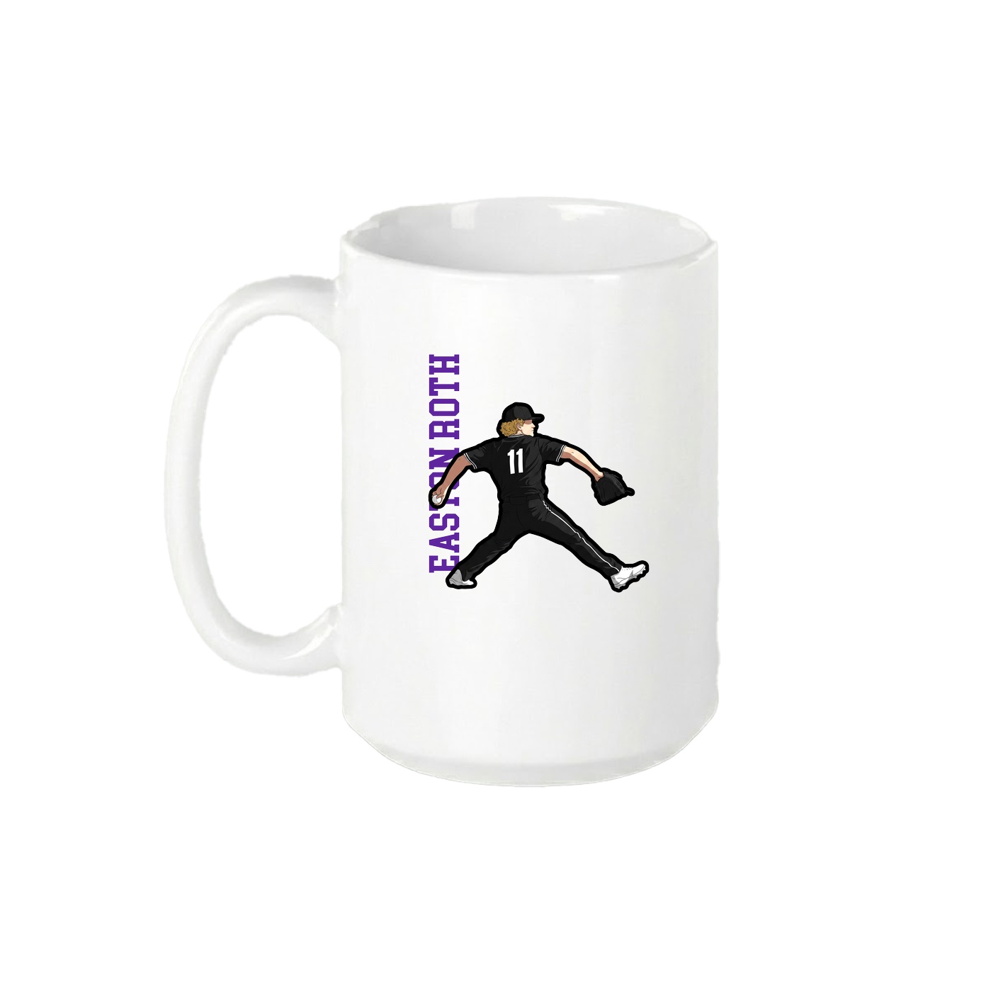 15oz Coffee Mug — Name Vertical in White