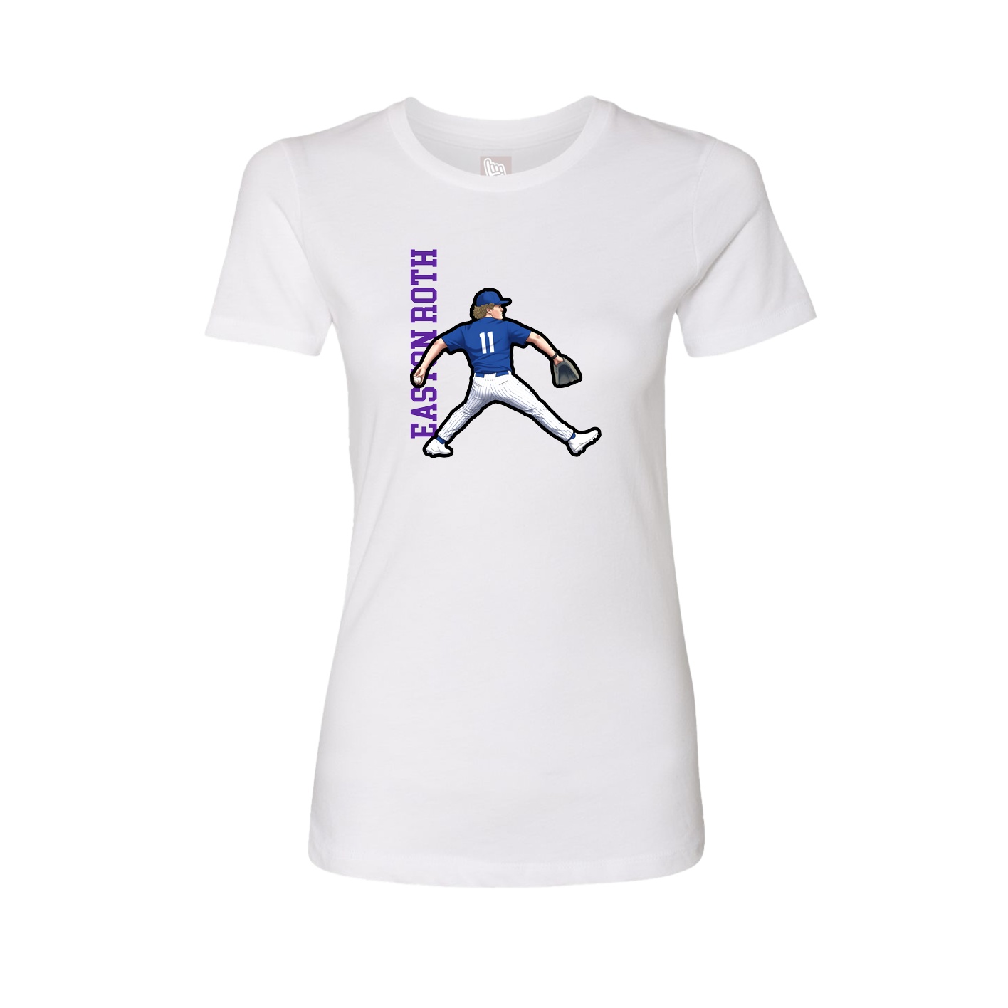 Fitted Women's Tee — Name Vertical in White