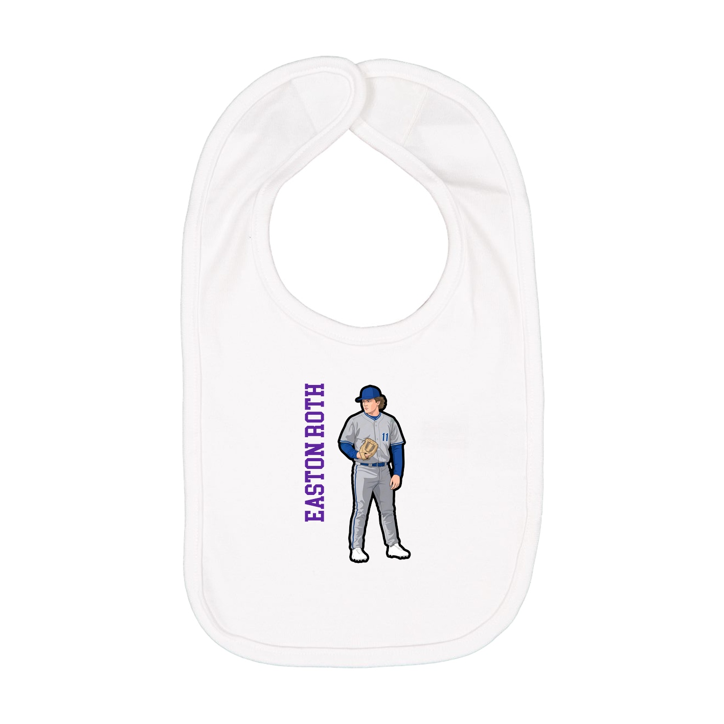 Infant Bib — Name Vertical in White