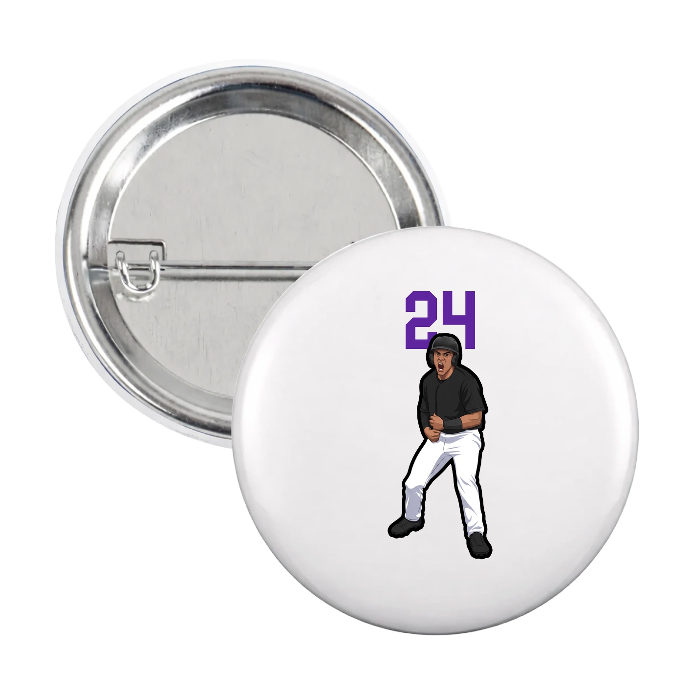 Game Day Button — Number Top in White
