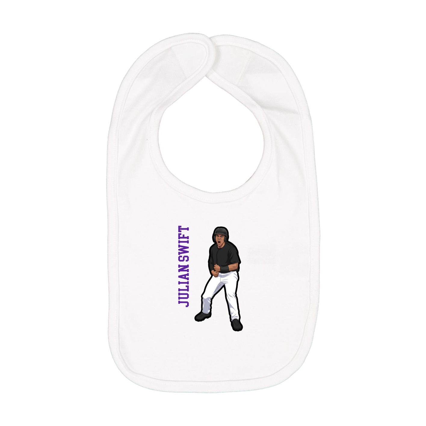 Infant Bib — Name Vertical in White