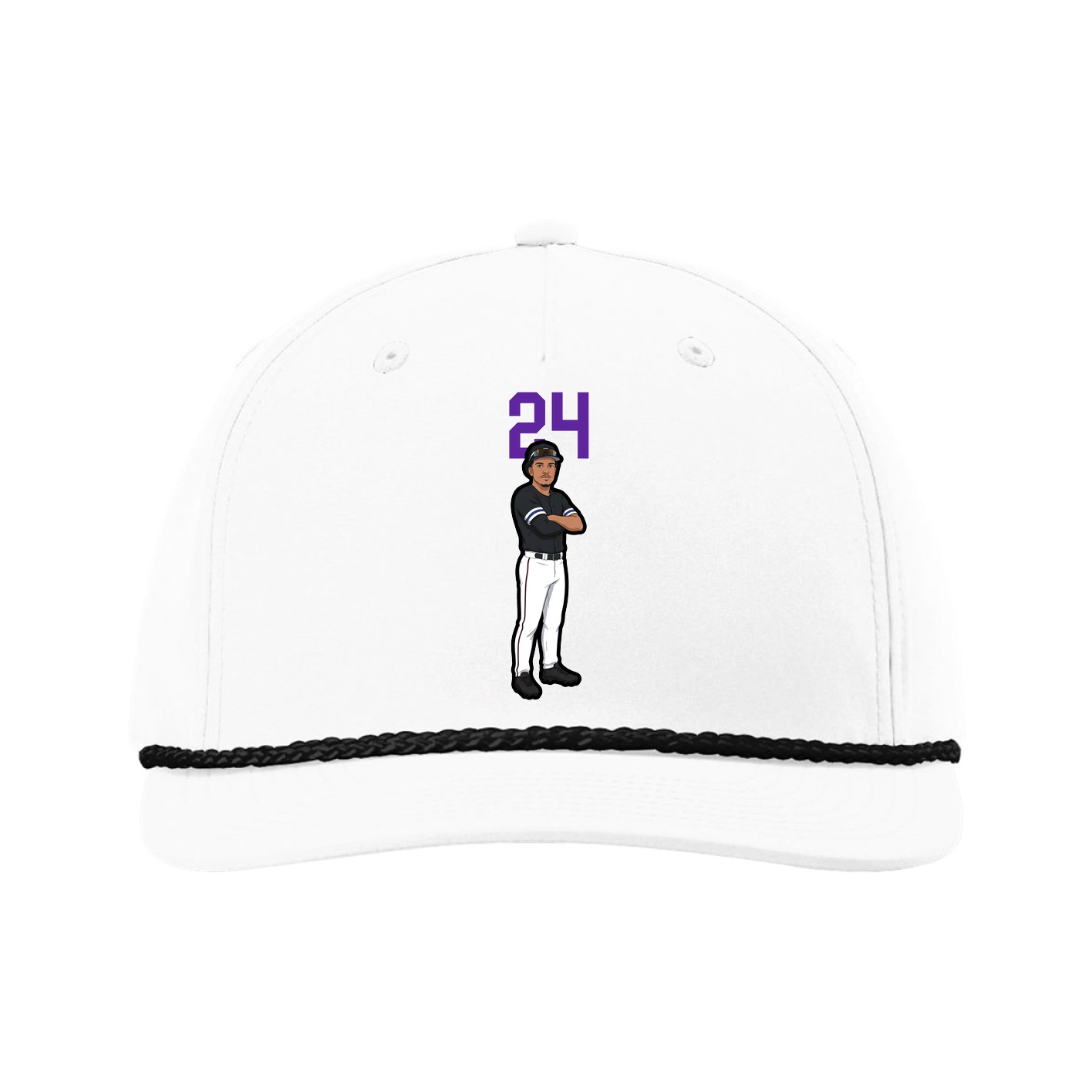 Five-Panel Classic Rope Cap — Number Top in White