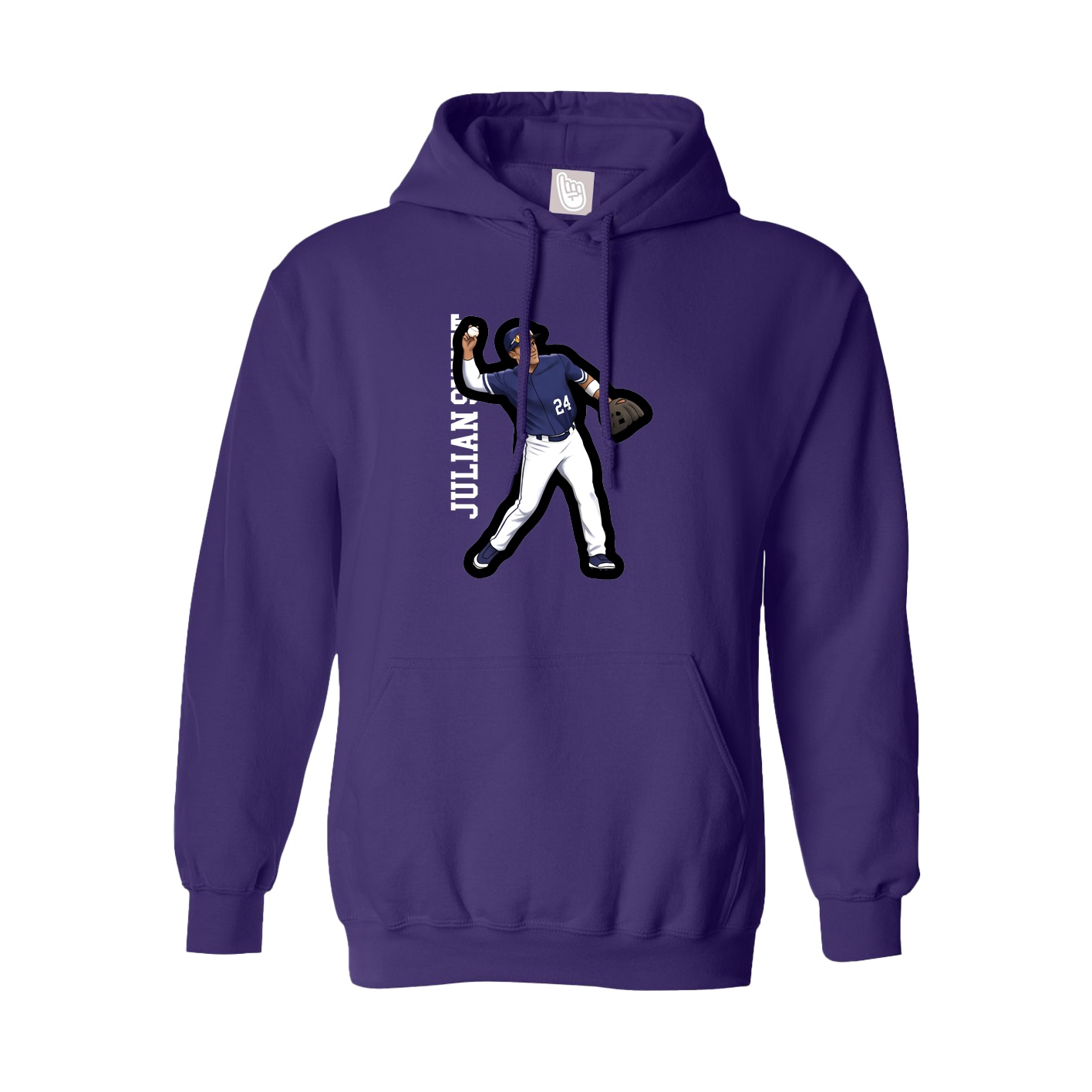 Youth Hoodie — Name Vertical in Purple