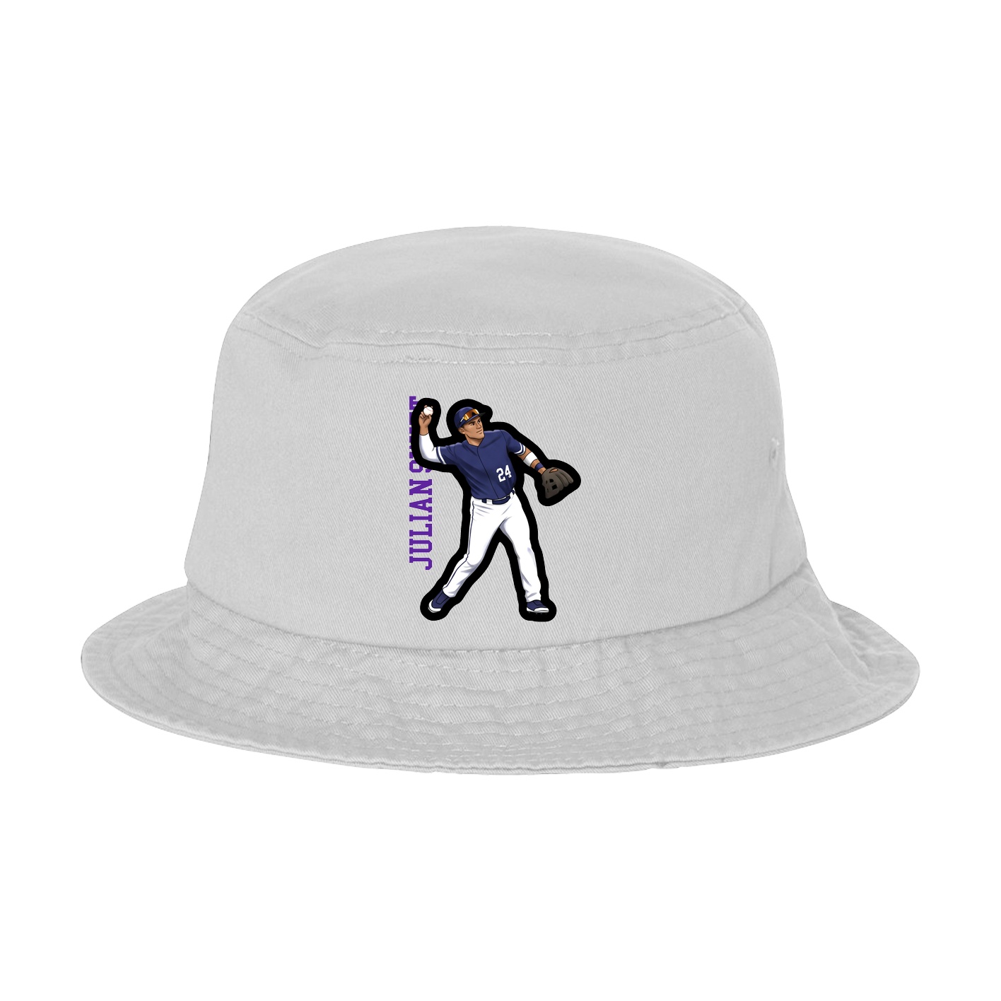 Bucket Cap — Name Vertical in White
