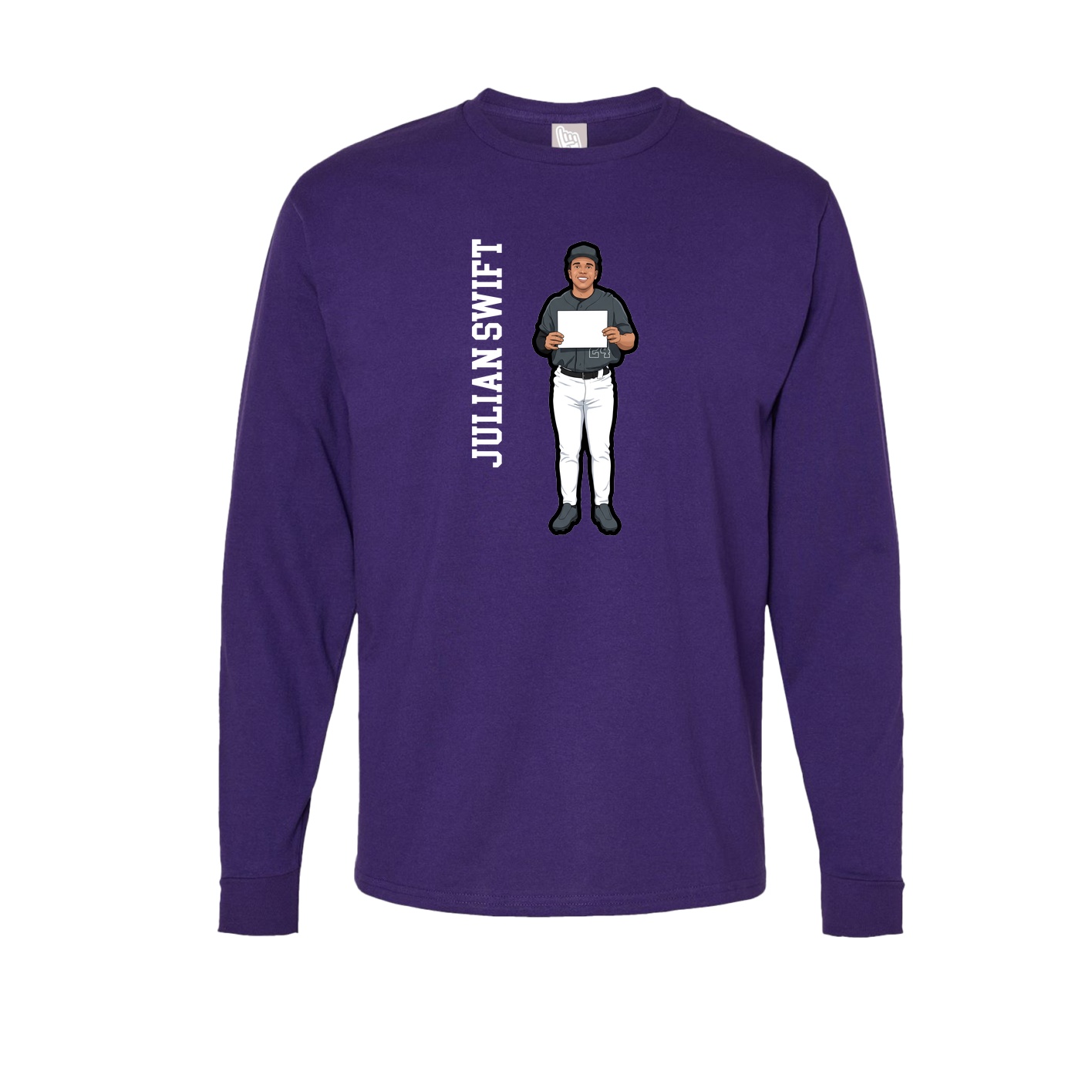 Long Sleeve Tee — Name Vertical in Purple