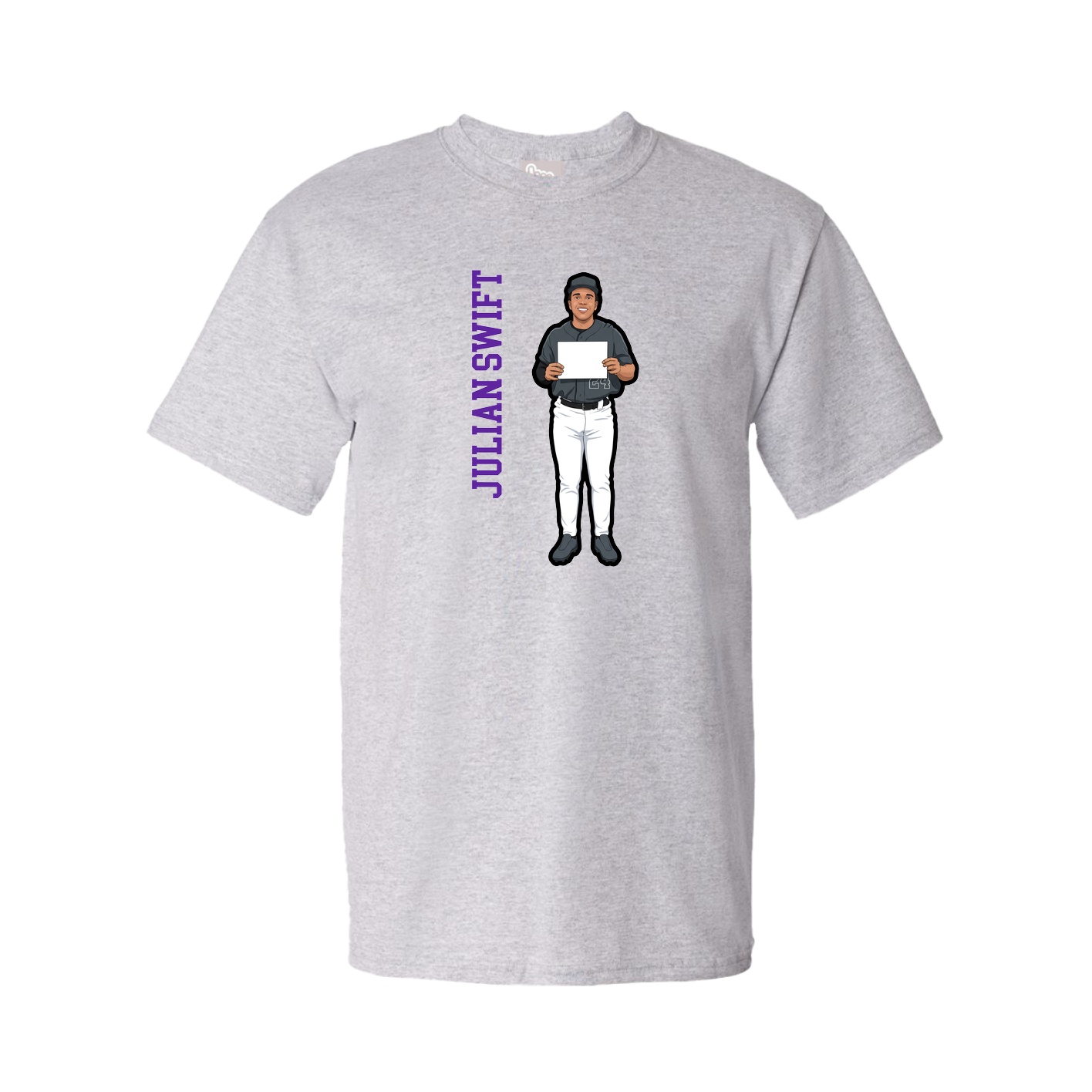 Youth Tee — Name Vertical in Grey