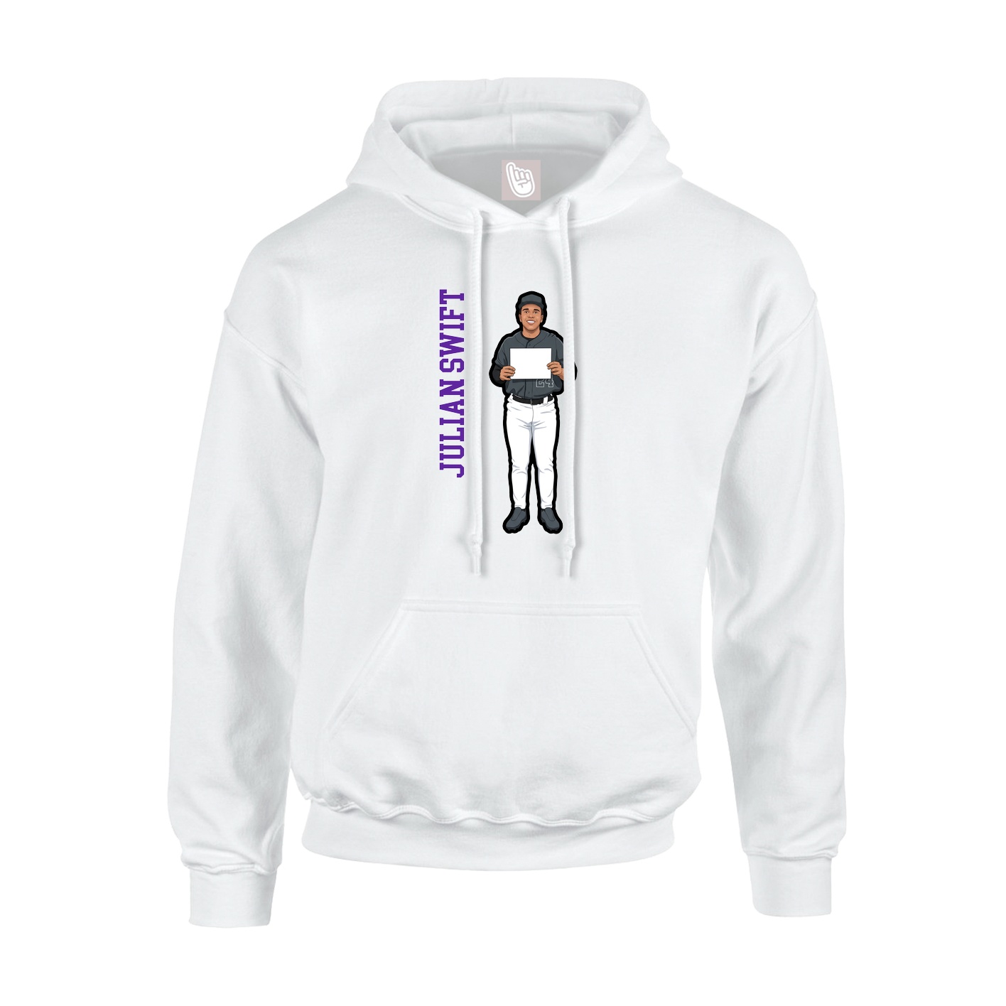Youth Hoodie — Name Vertical in White