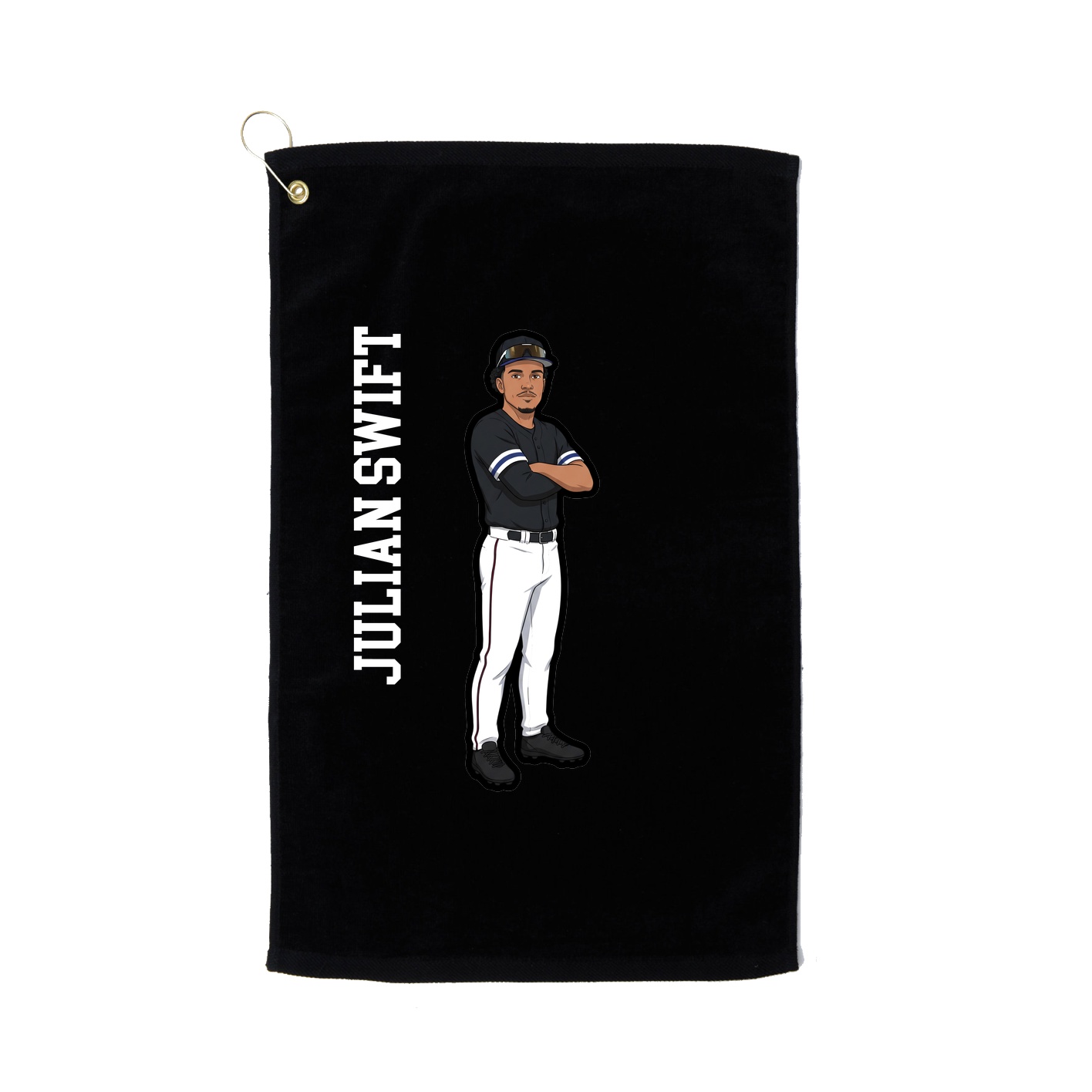 Golf Towel — Name Vertical in Black