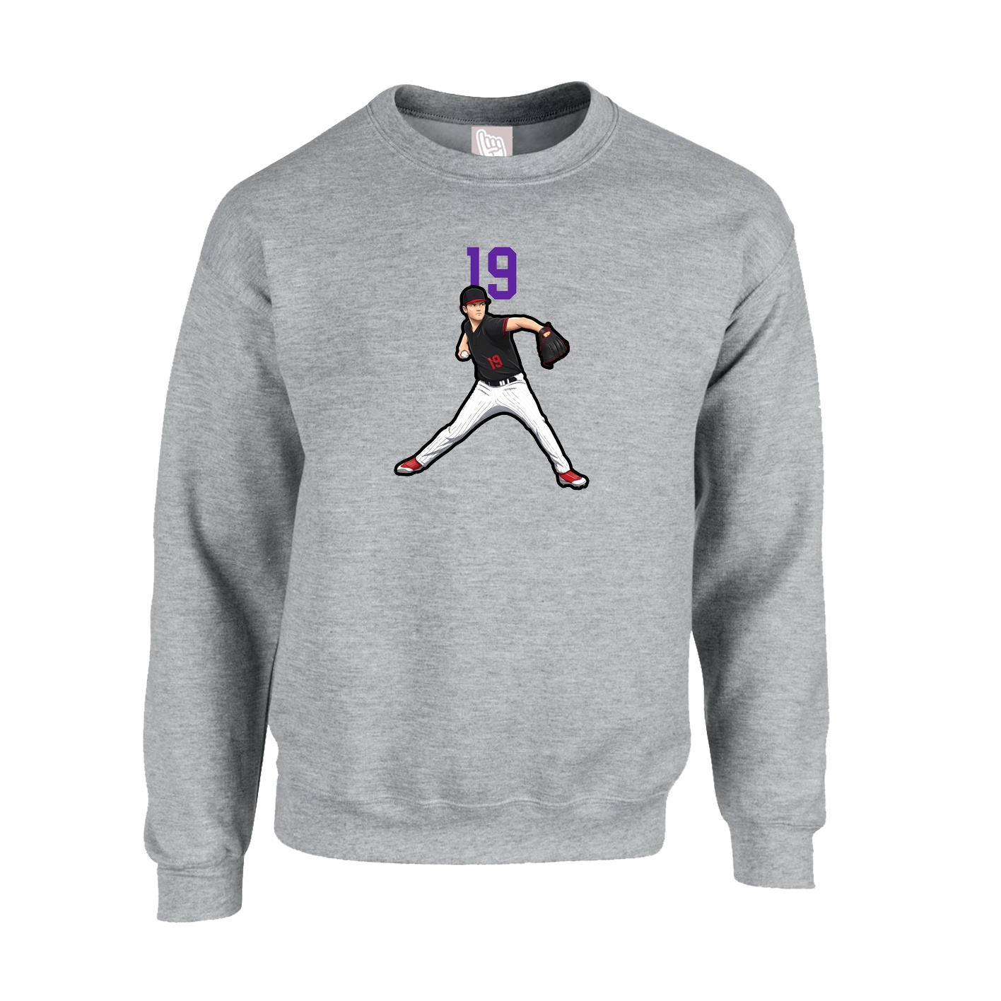 Fleece Crew — Number Top in Grey